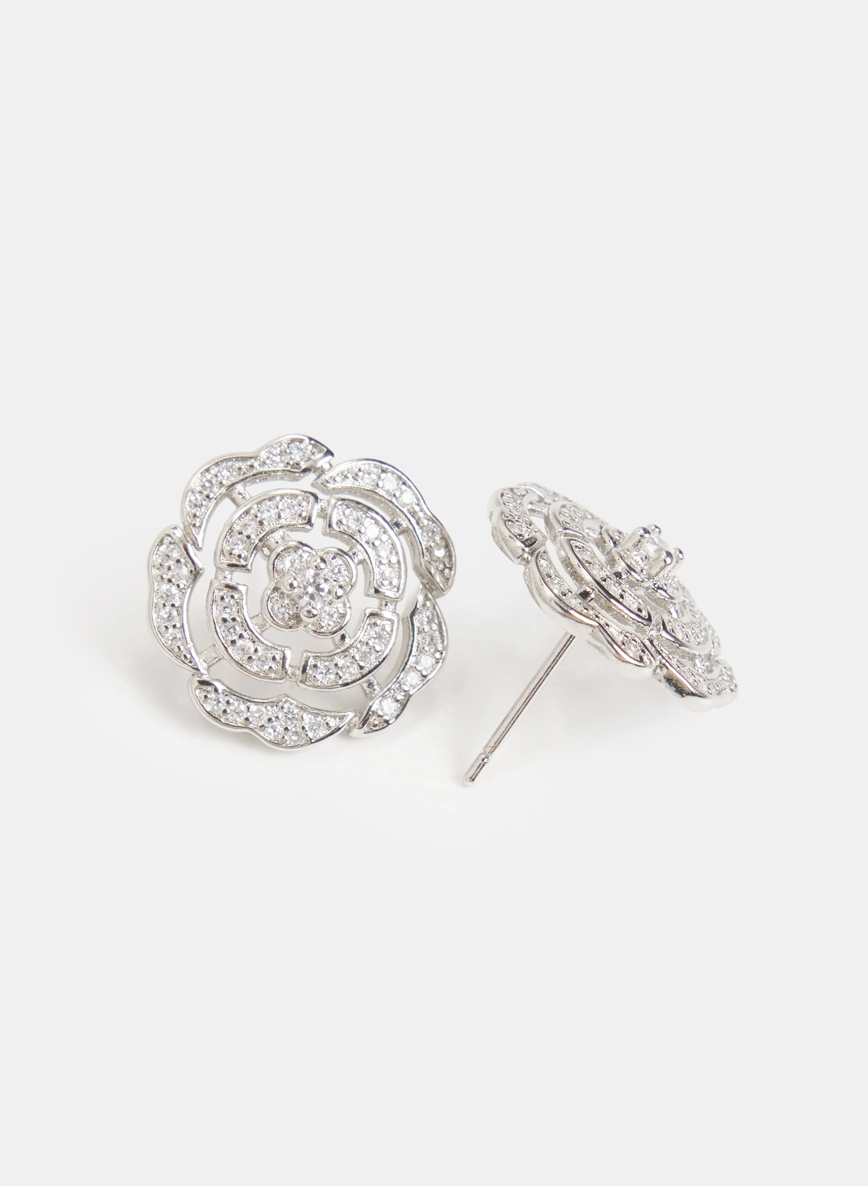 Crystal Cut-Out Rose Earrings - Image 3