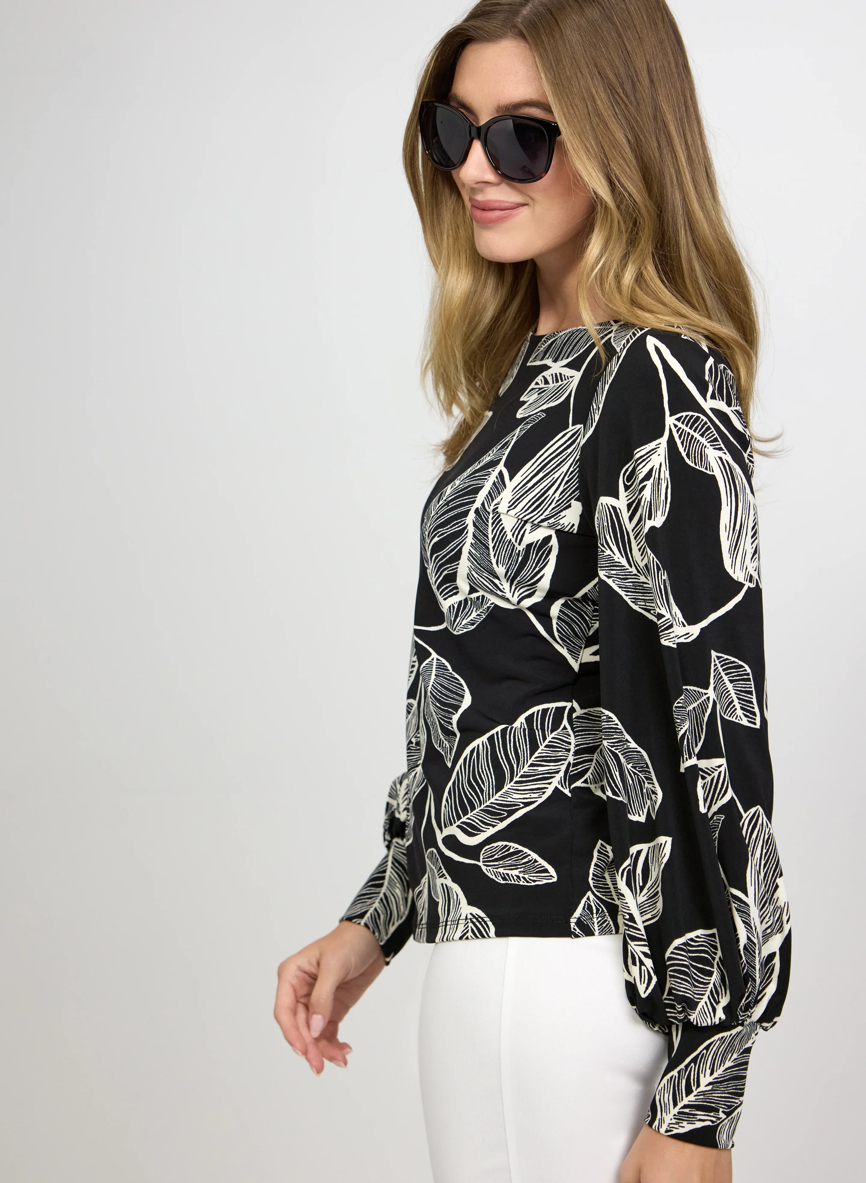 Sketch Leaf Print Top - Image 8