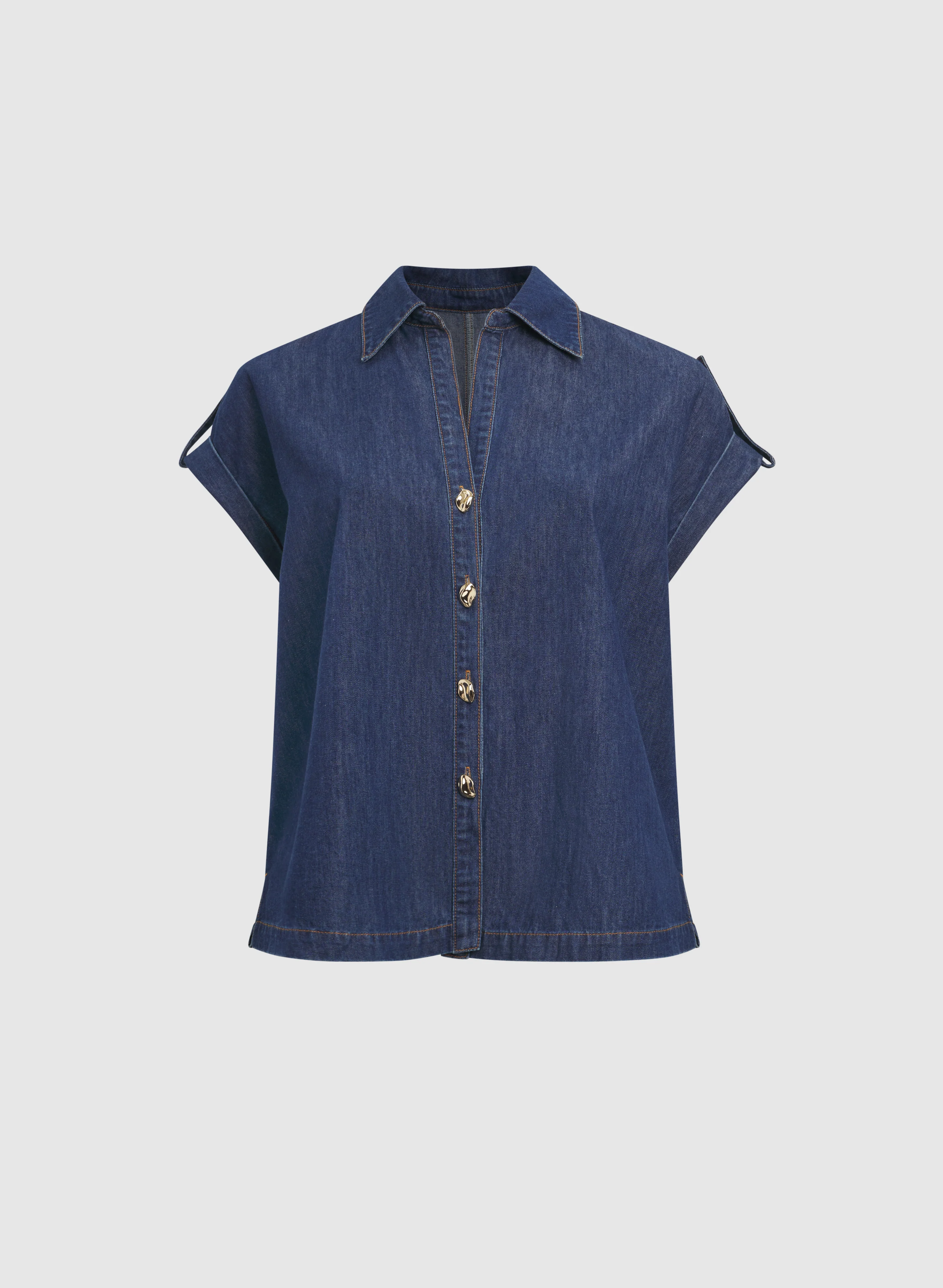 Denim Button-Down Blouse - Image 6