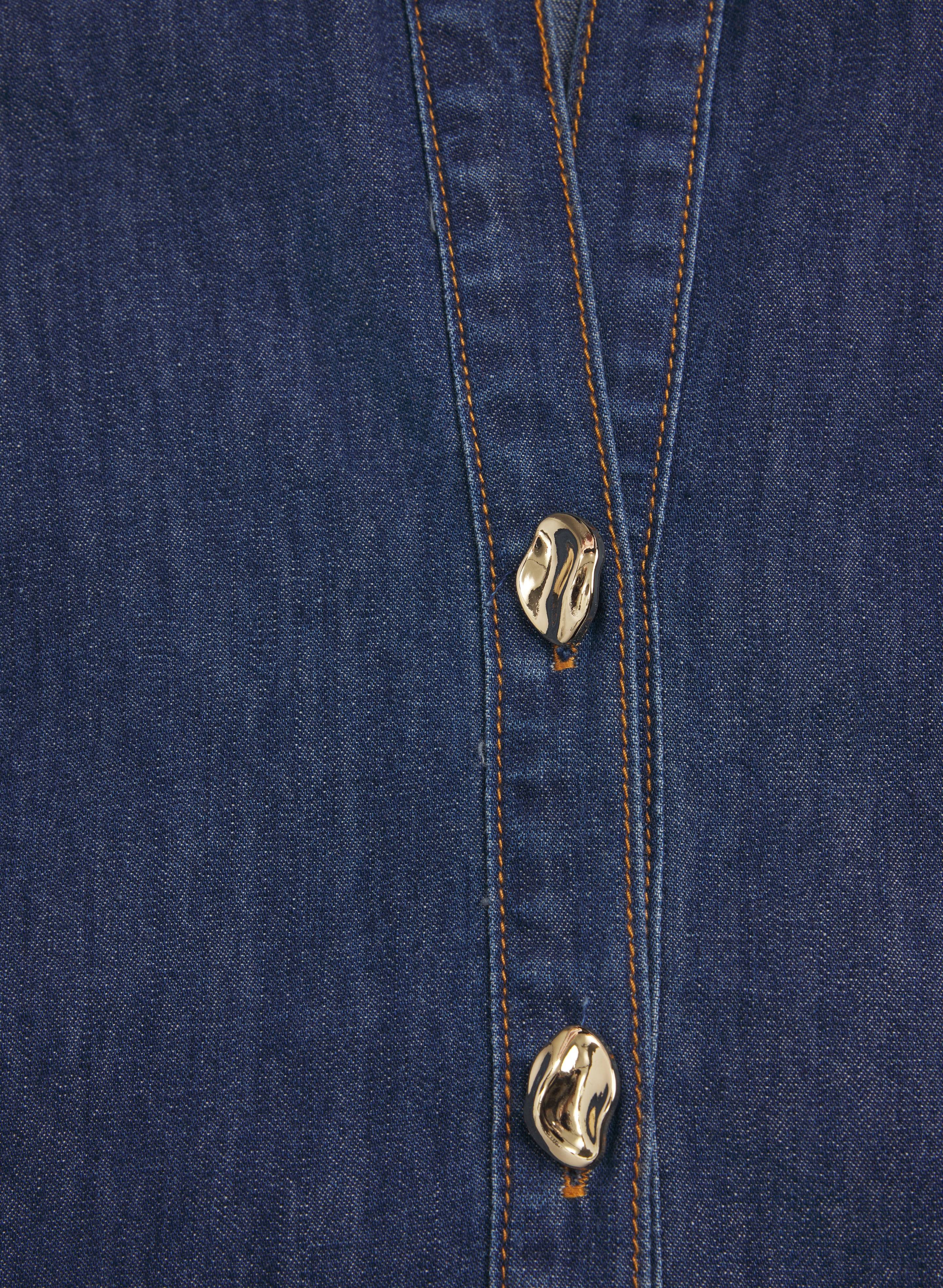 Denim Button-Down Blouse - Image 7
