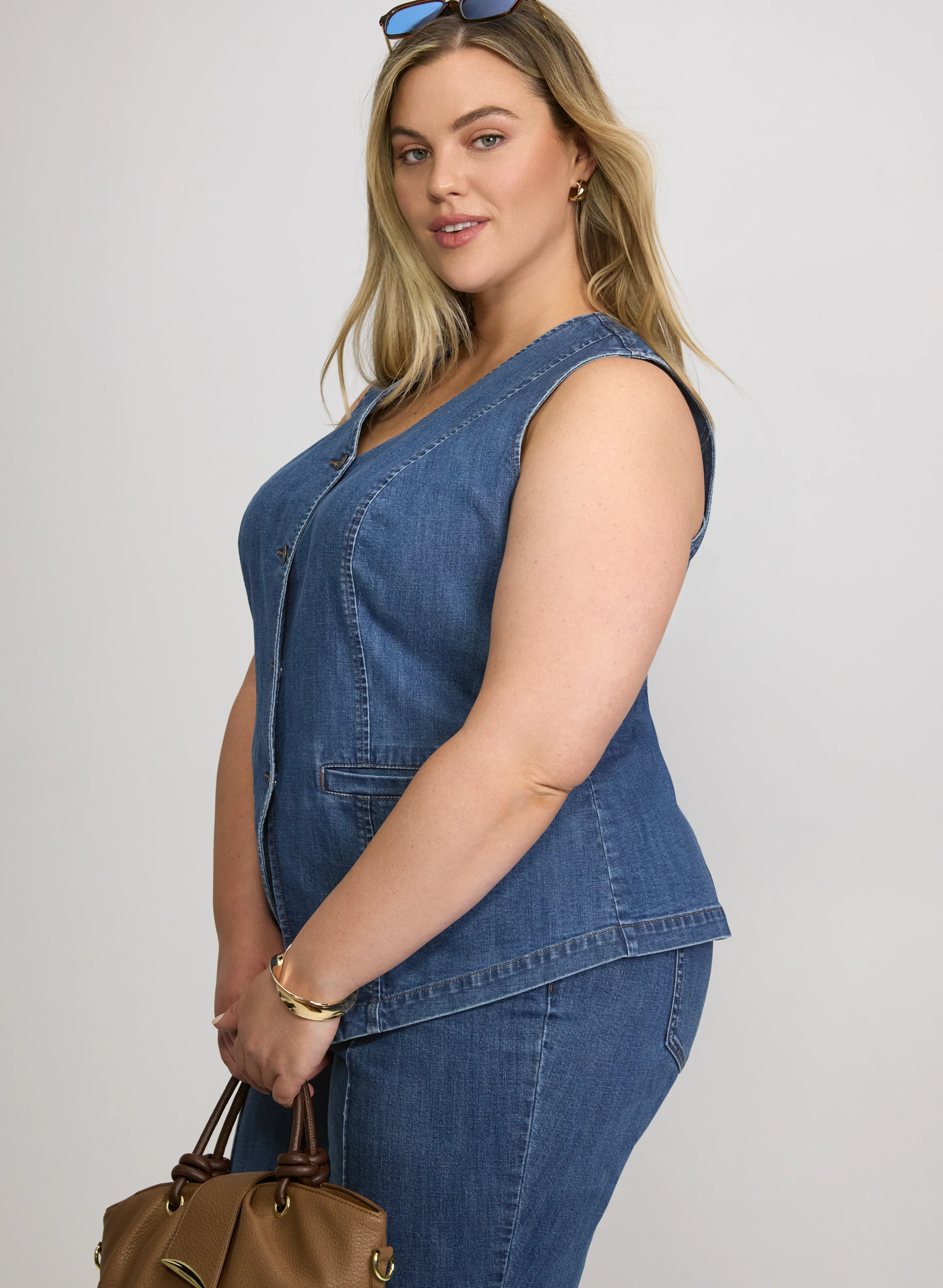 Melanie Lyne - Denim Button-Down Vest - Image 6