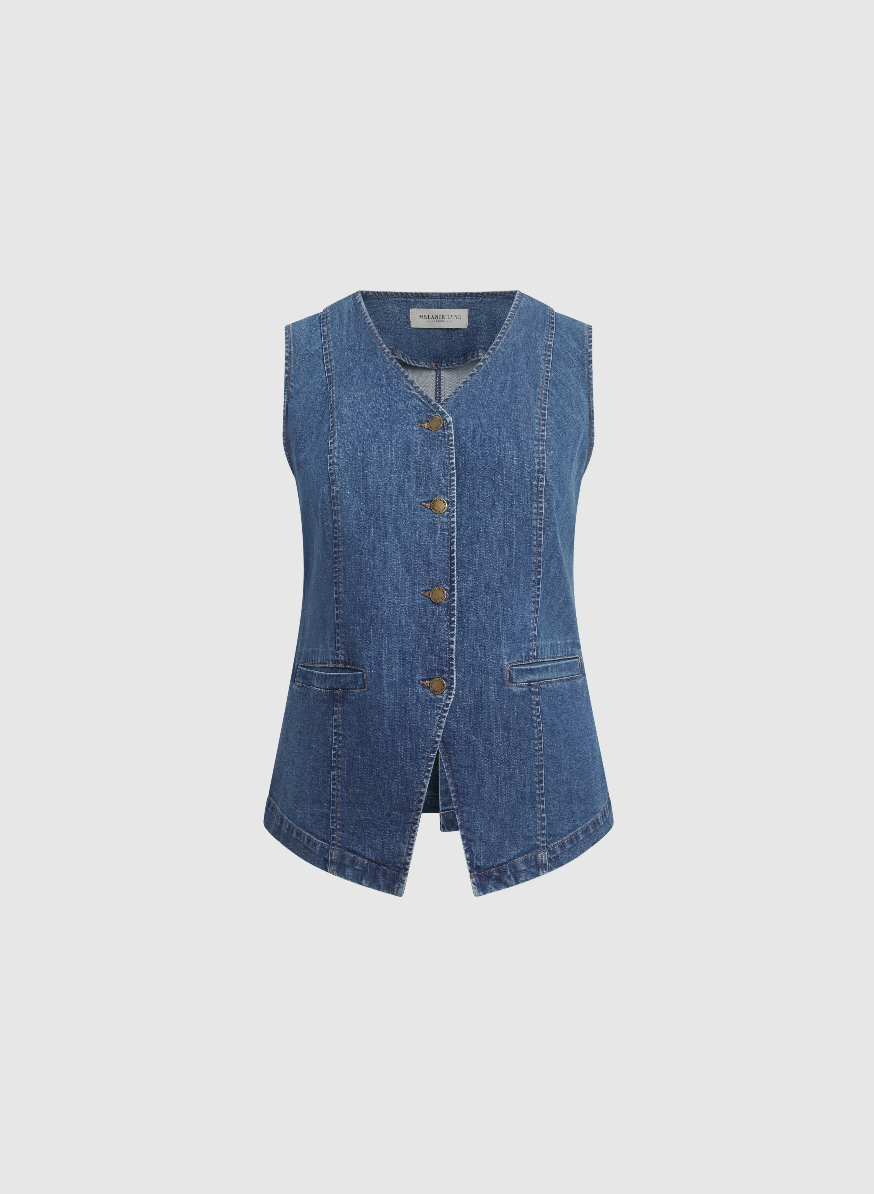 Melanie Lyne - Denim Button-Down Vest - Image 7