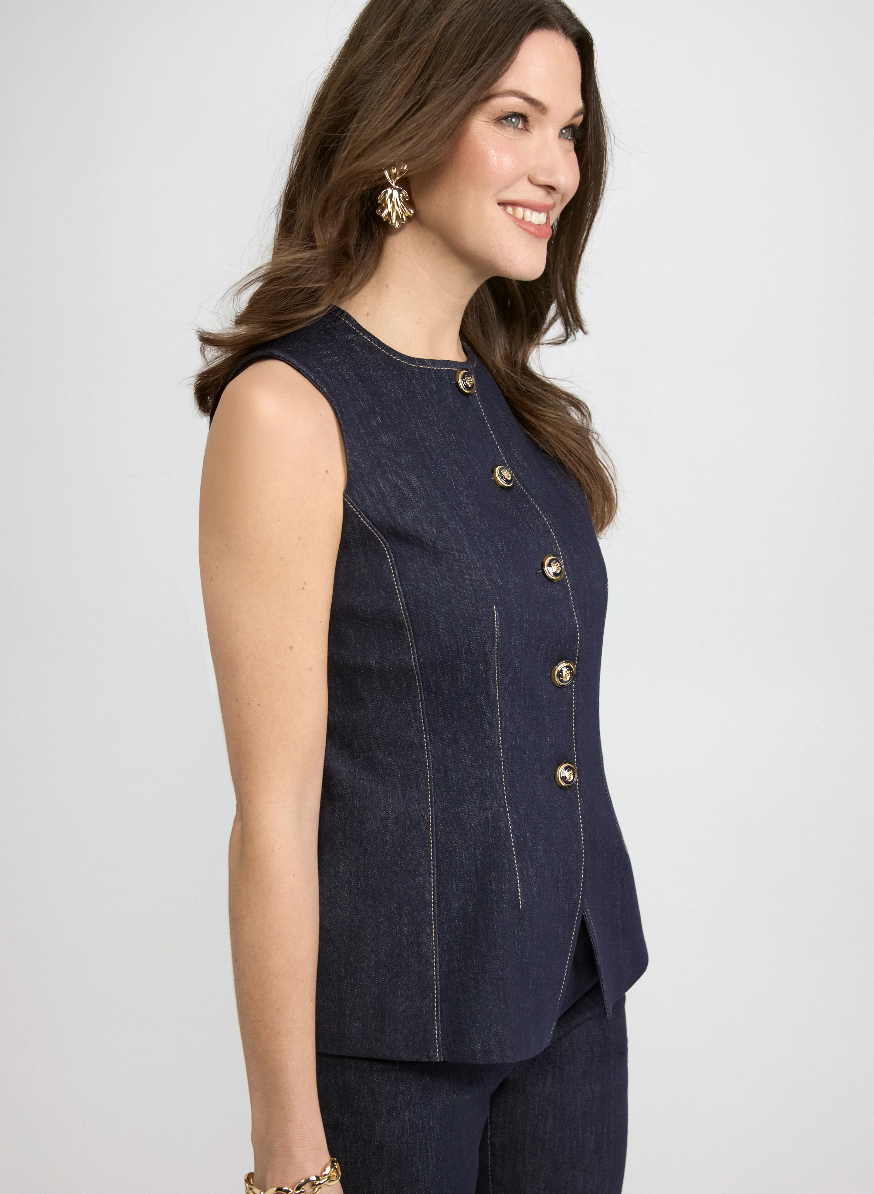 Denim Button-Down Vest - Image 2