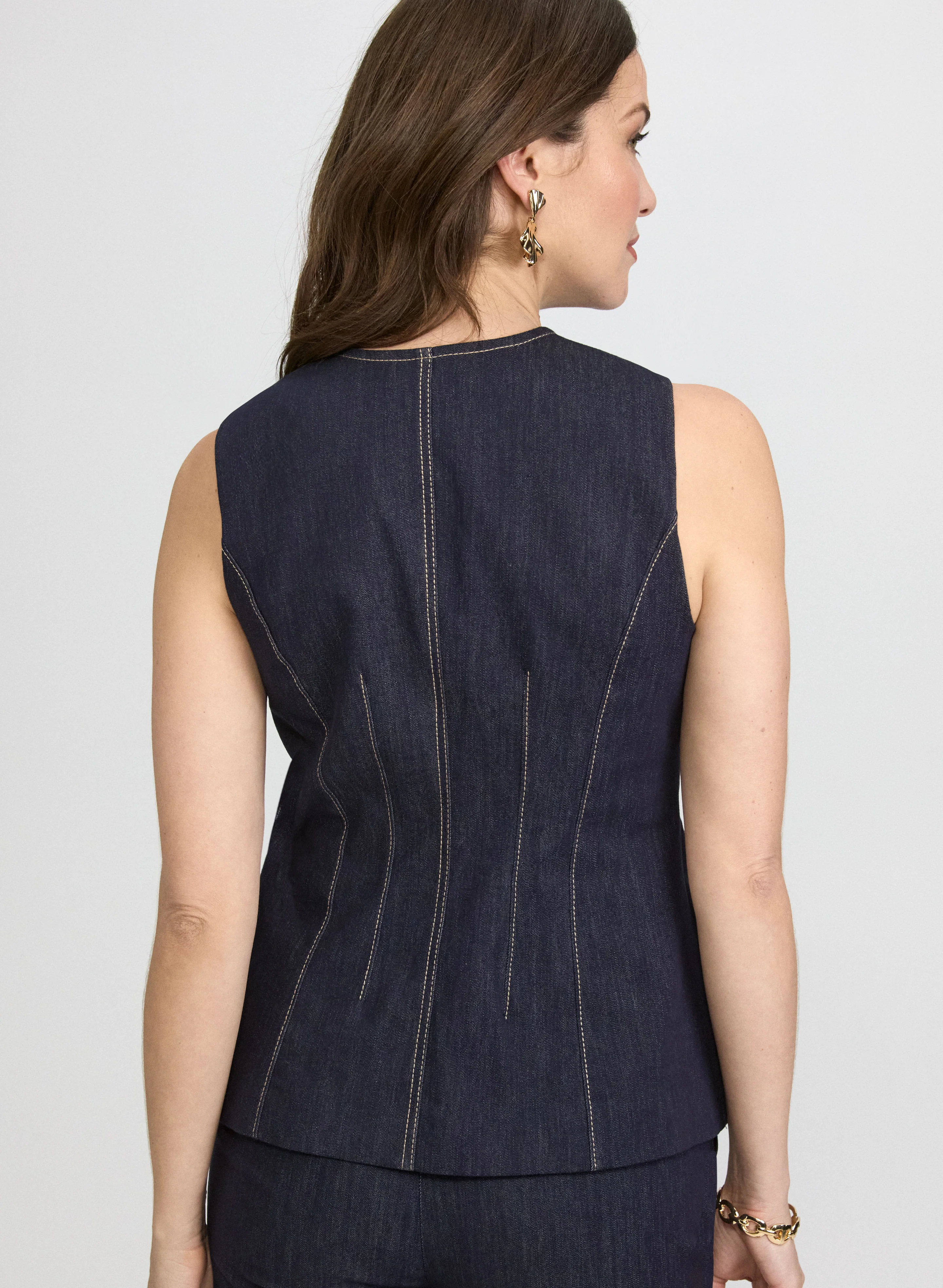 Denim Button-Down Vest - Image 4
