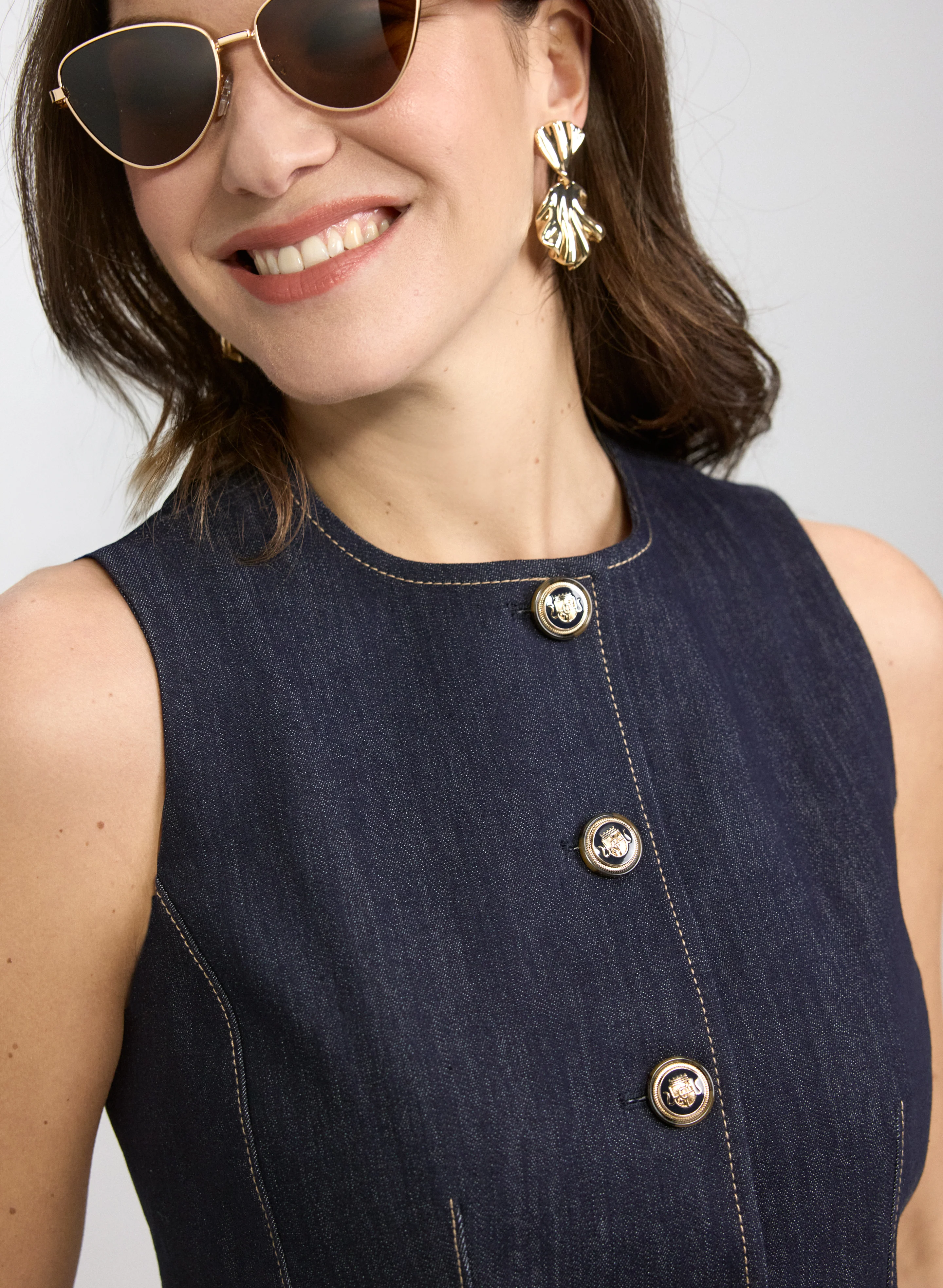 Denim Button-Down Vest - Image 5