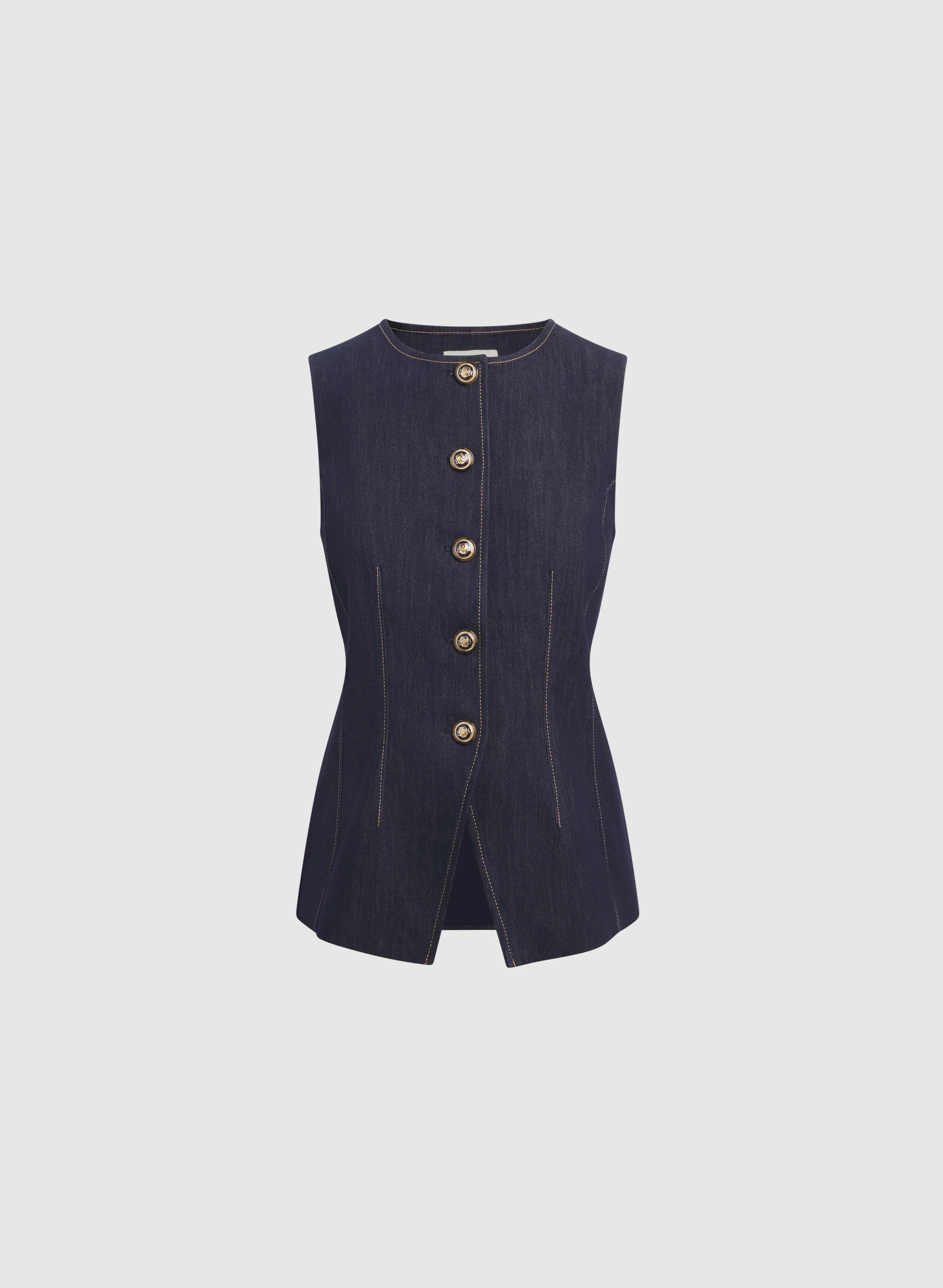 Denim Button-Down Vest - Image 6