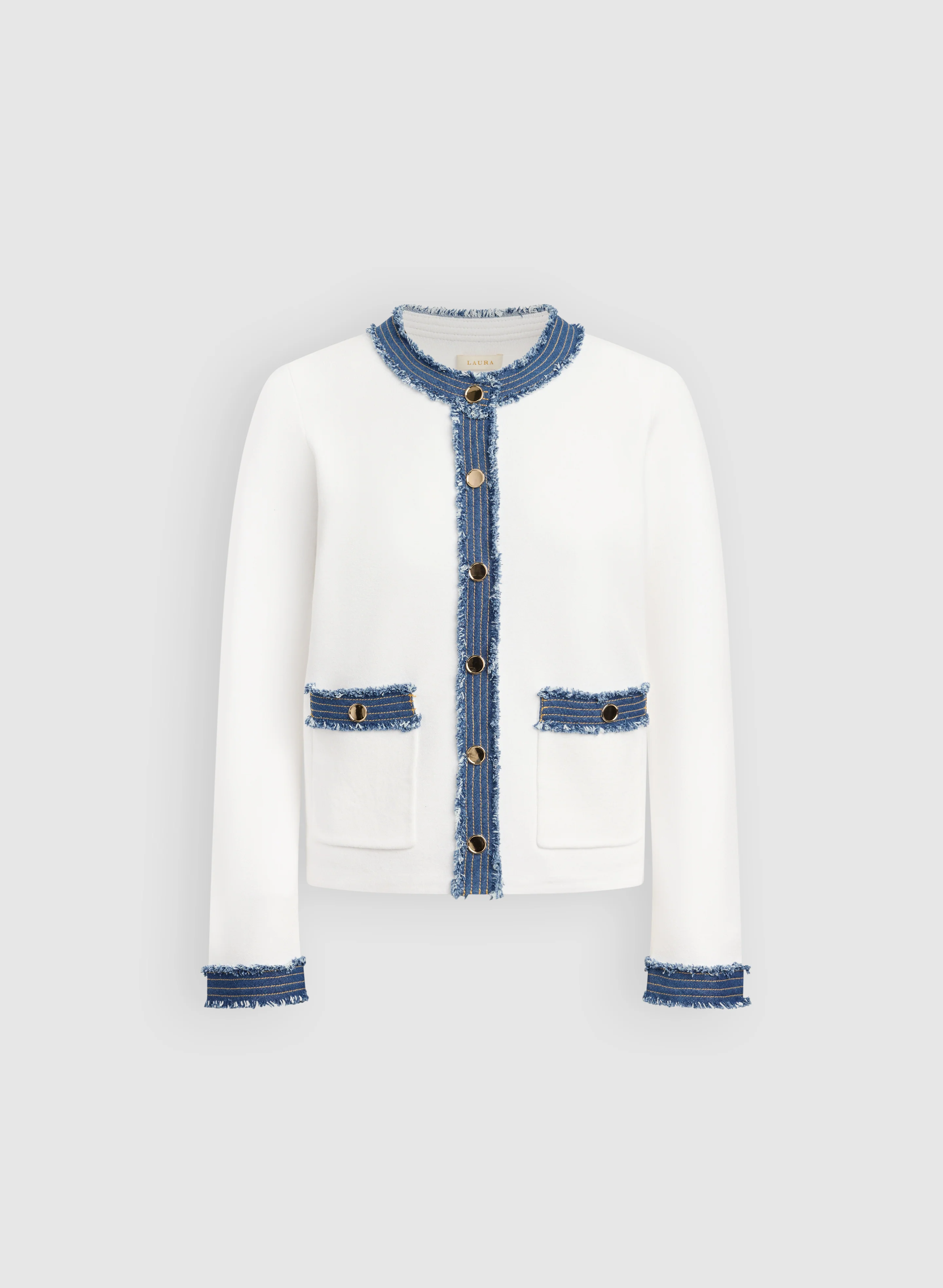 Denim Trim Cardigan - Image 7