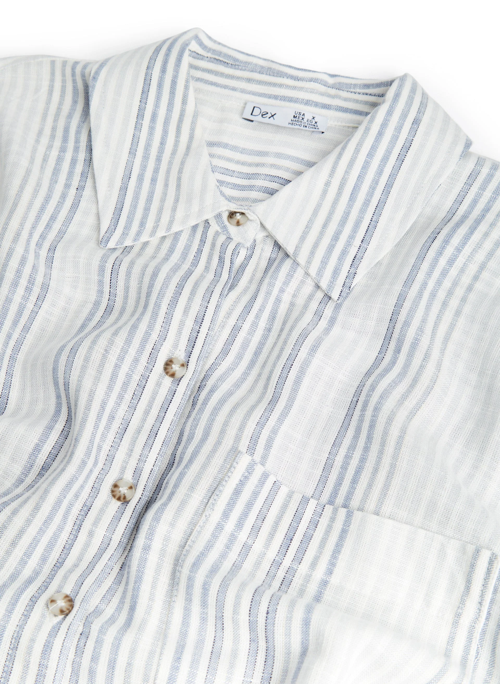 Dex - Stripe Print Linen Top - Image 6