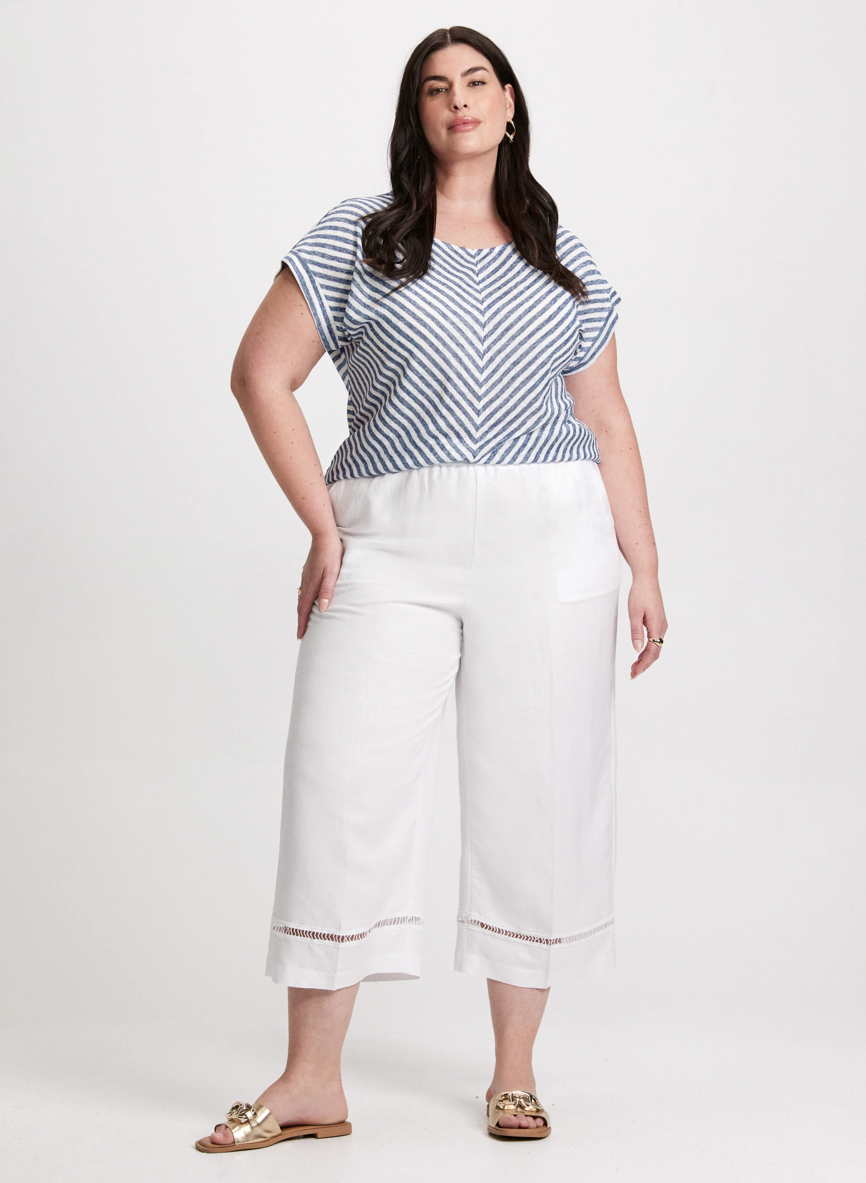 Diagonal Stripe Cap Sleeve Top - Image 3