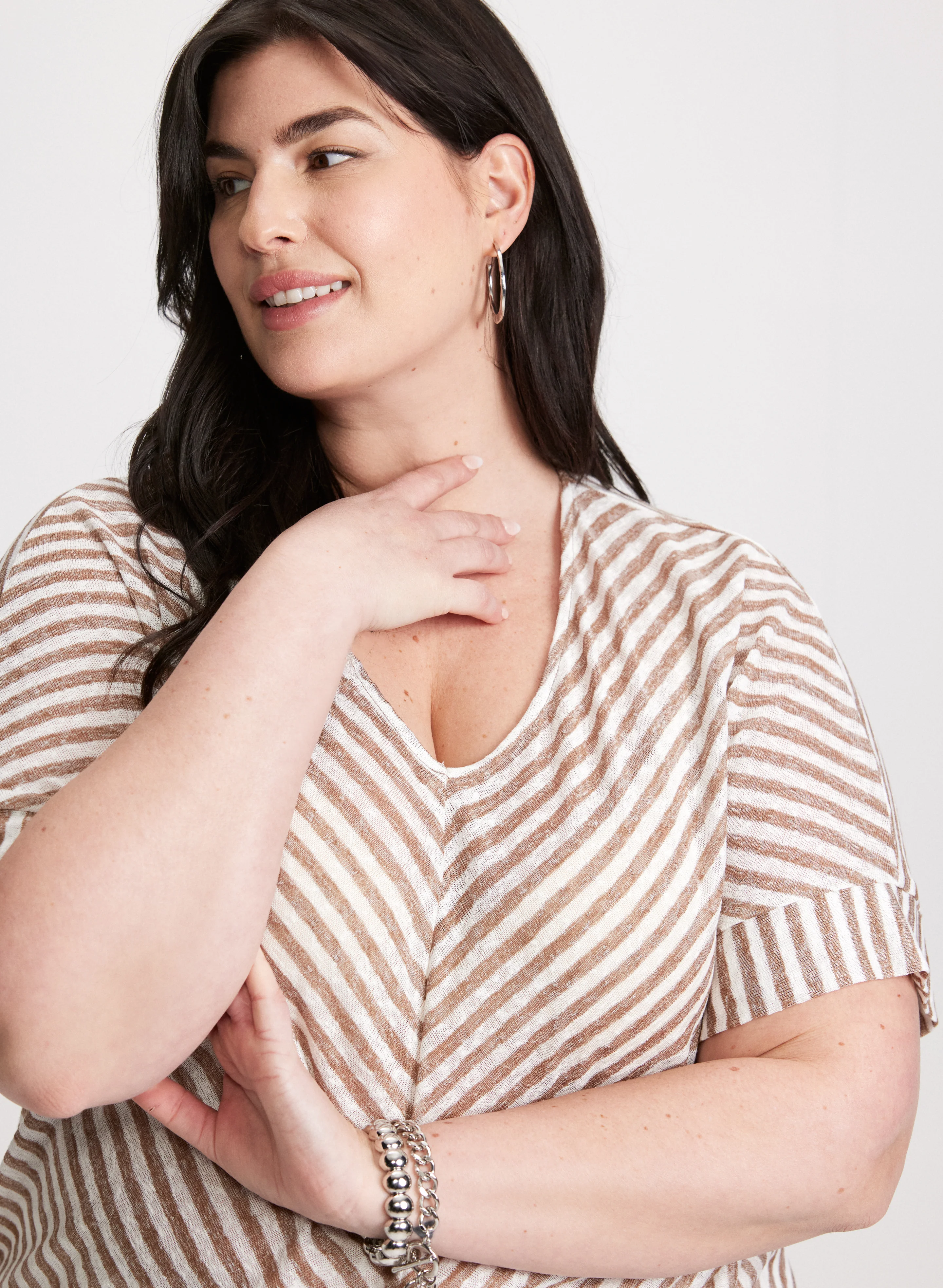 Diagonal Stripes Short Sleeve Top - Image 2
