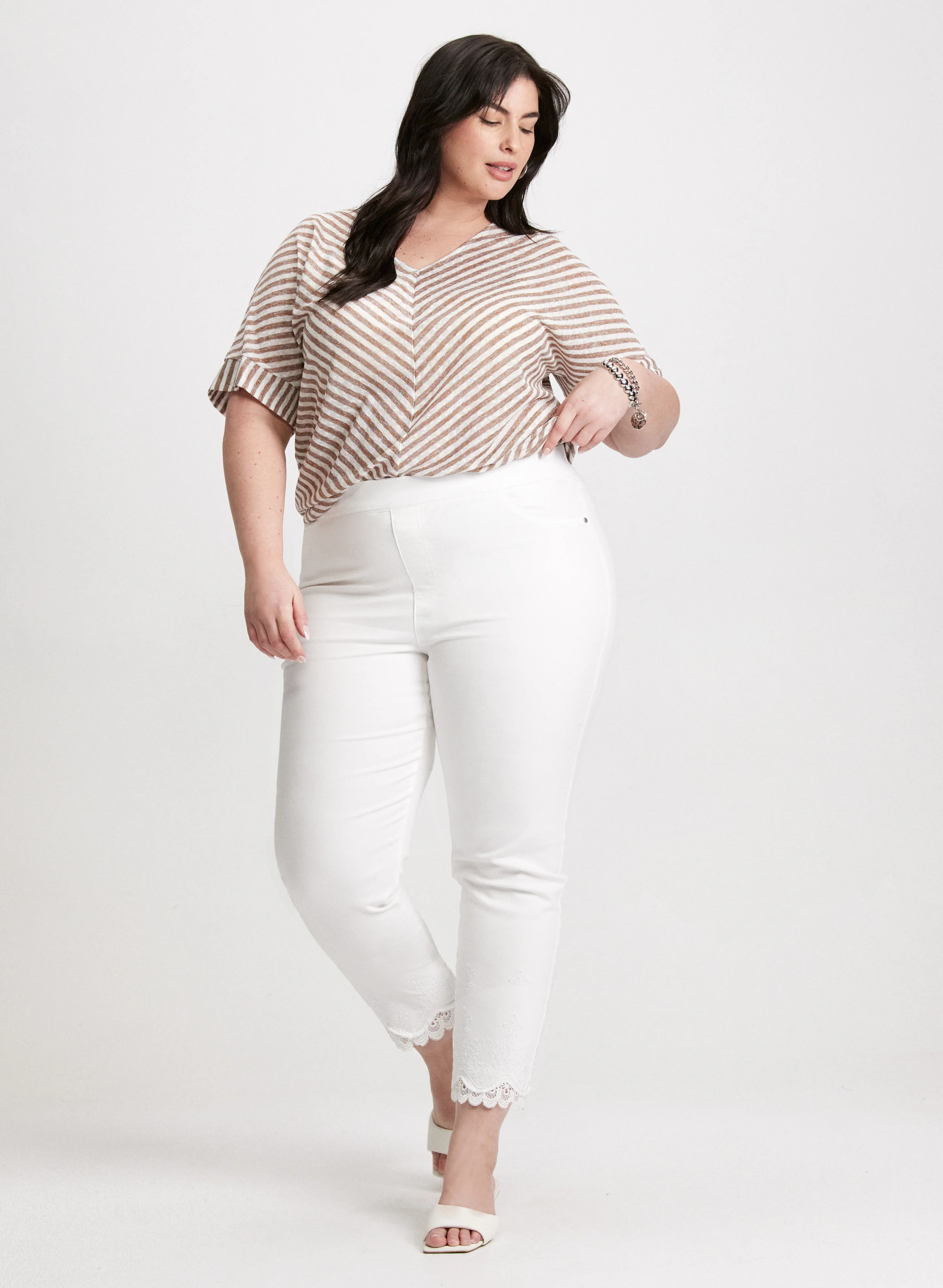 Diagonal Stripes Short Sleeve Top - Image 3