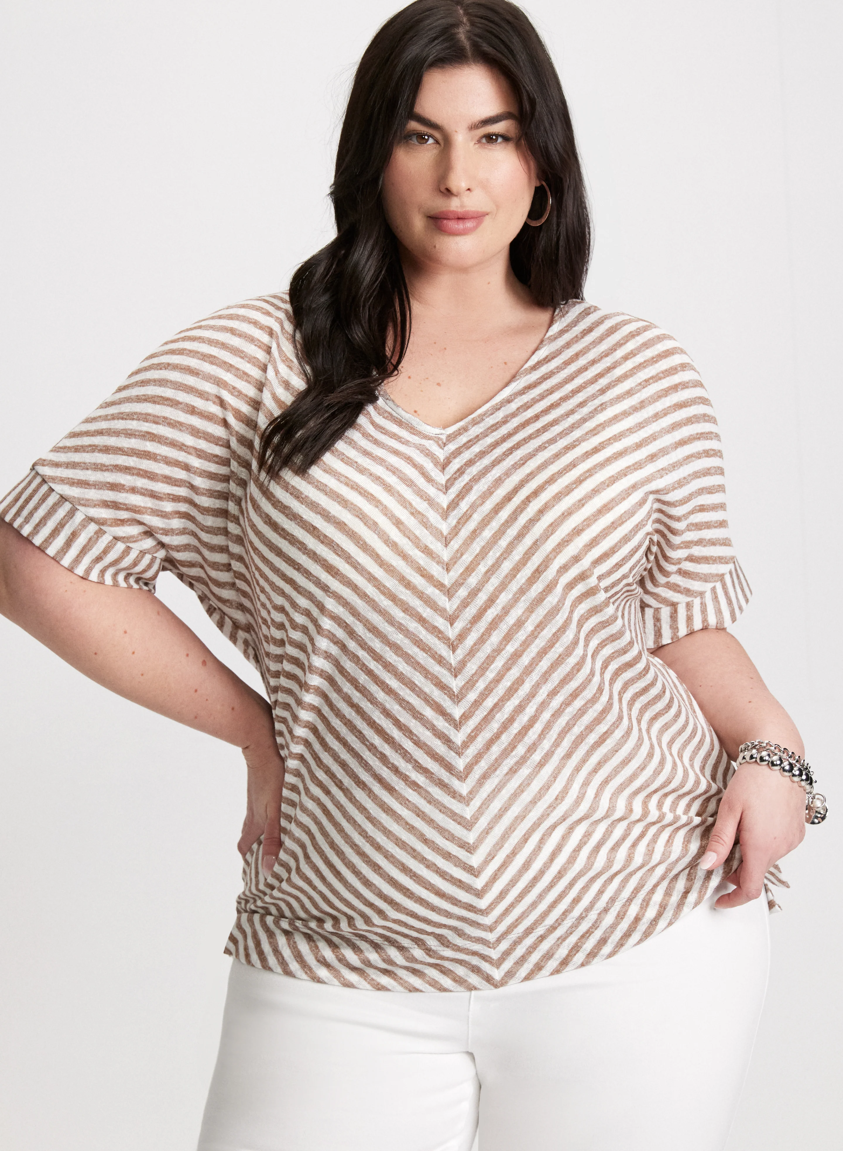 Diagonal Stripes Short Sleeve Top - Image 5