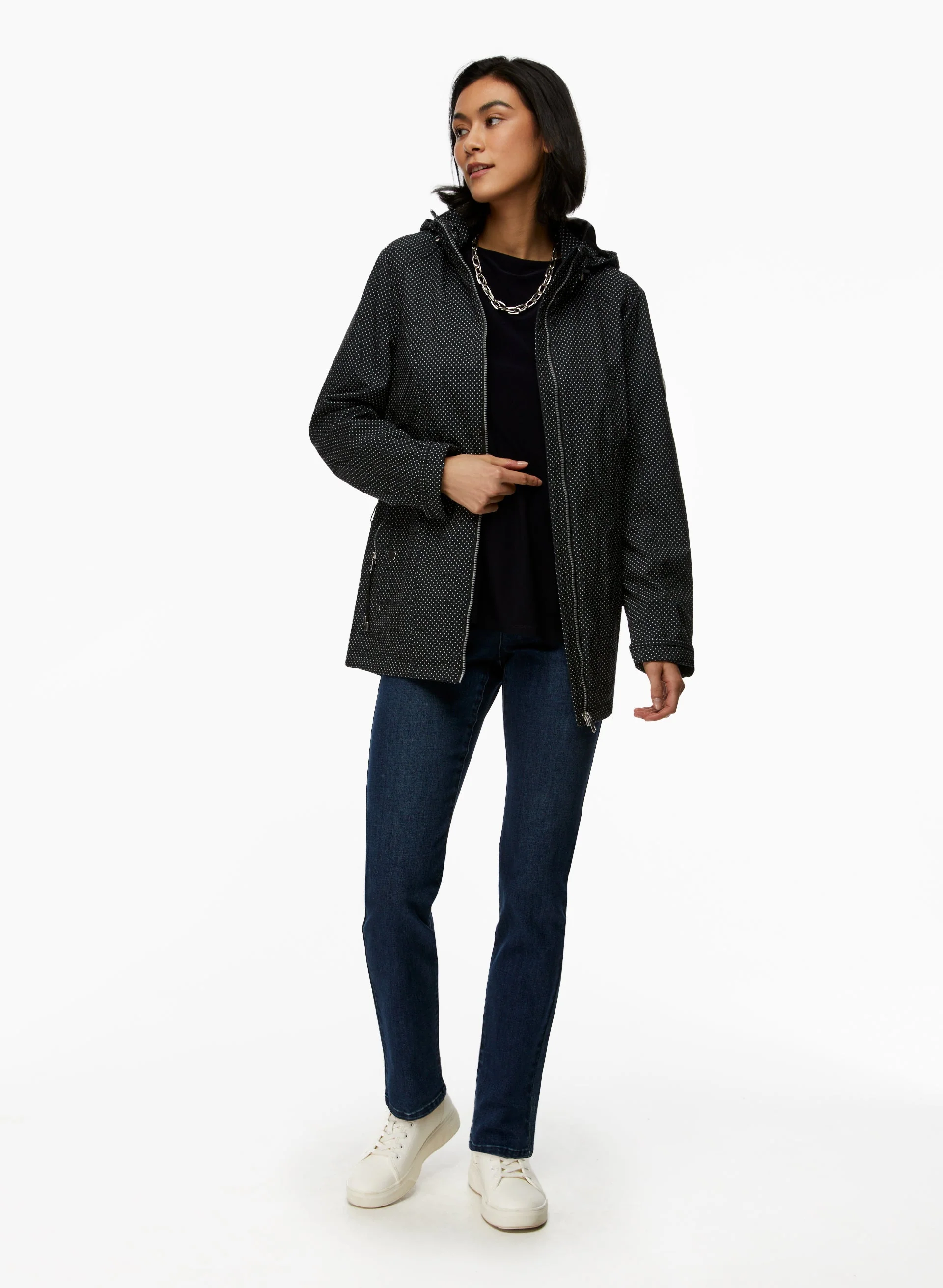 Dot Motif Zip Front Coat - Image 3