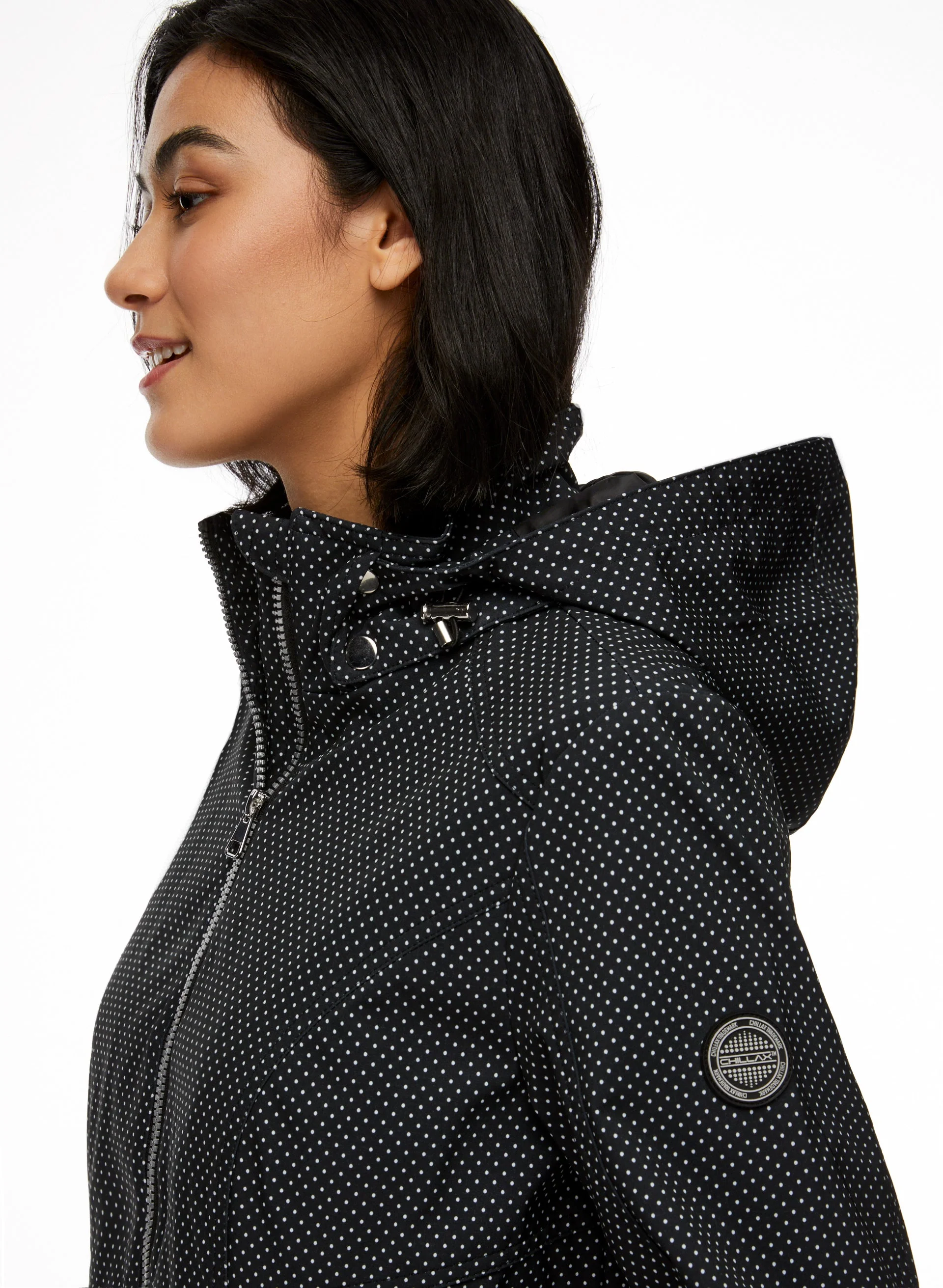 Dot Motif Zip Front Coat - Image 5