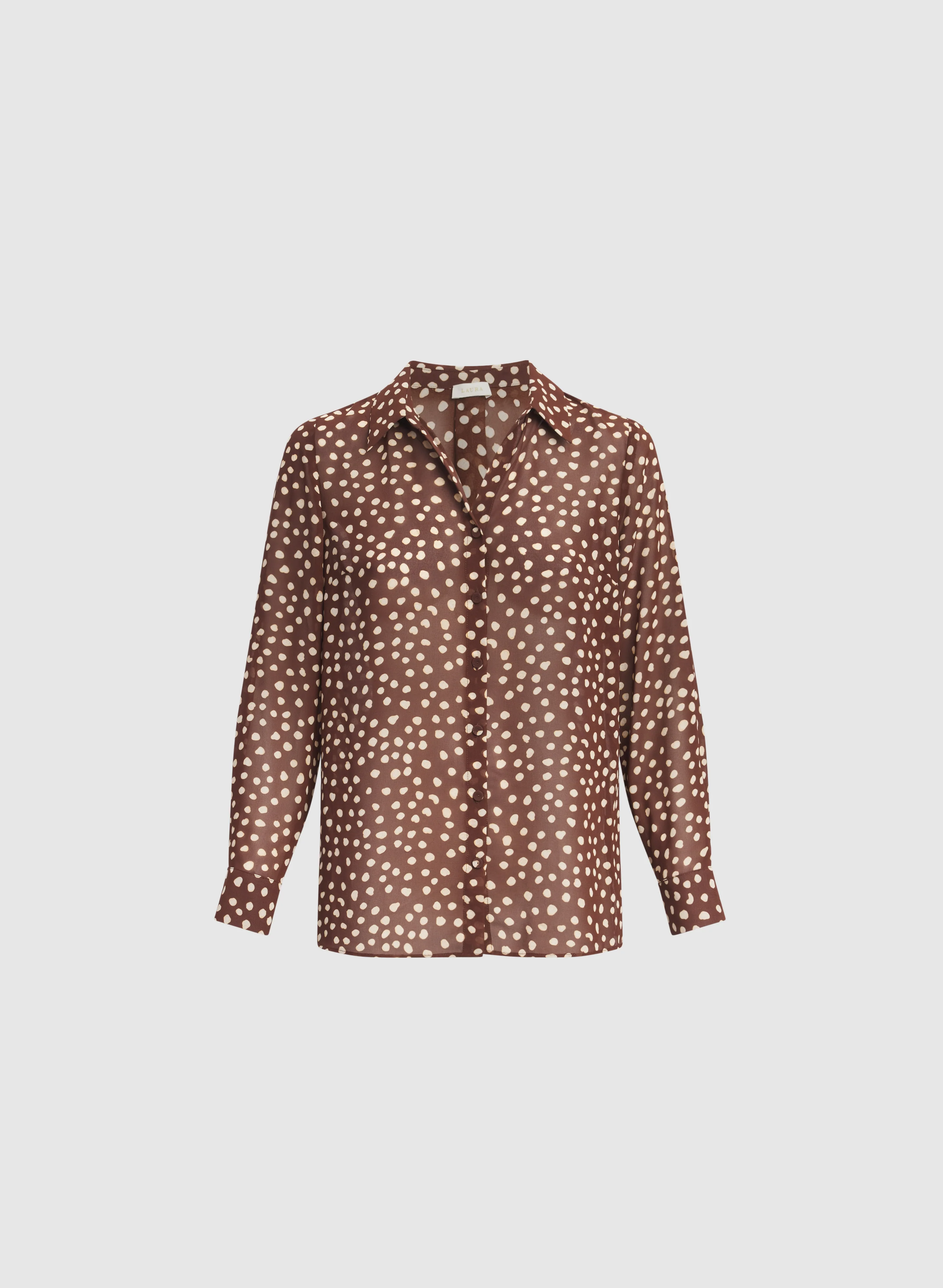 Dot Print Button-Down Blouse - Image 6