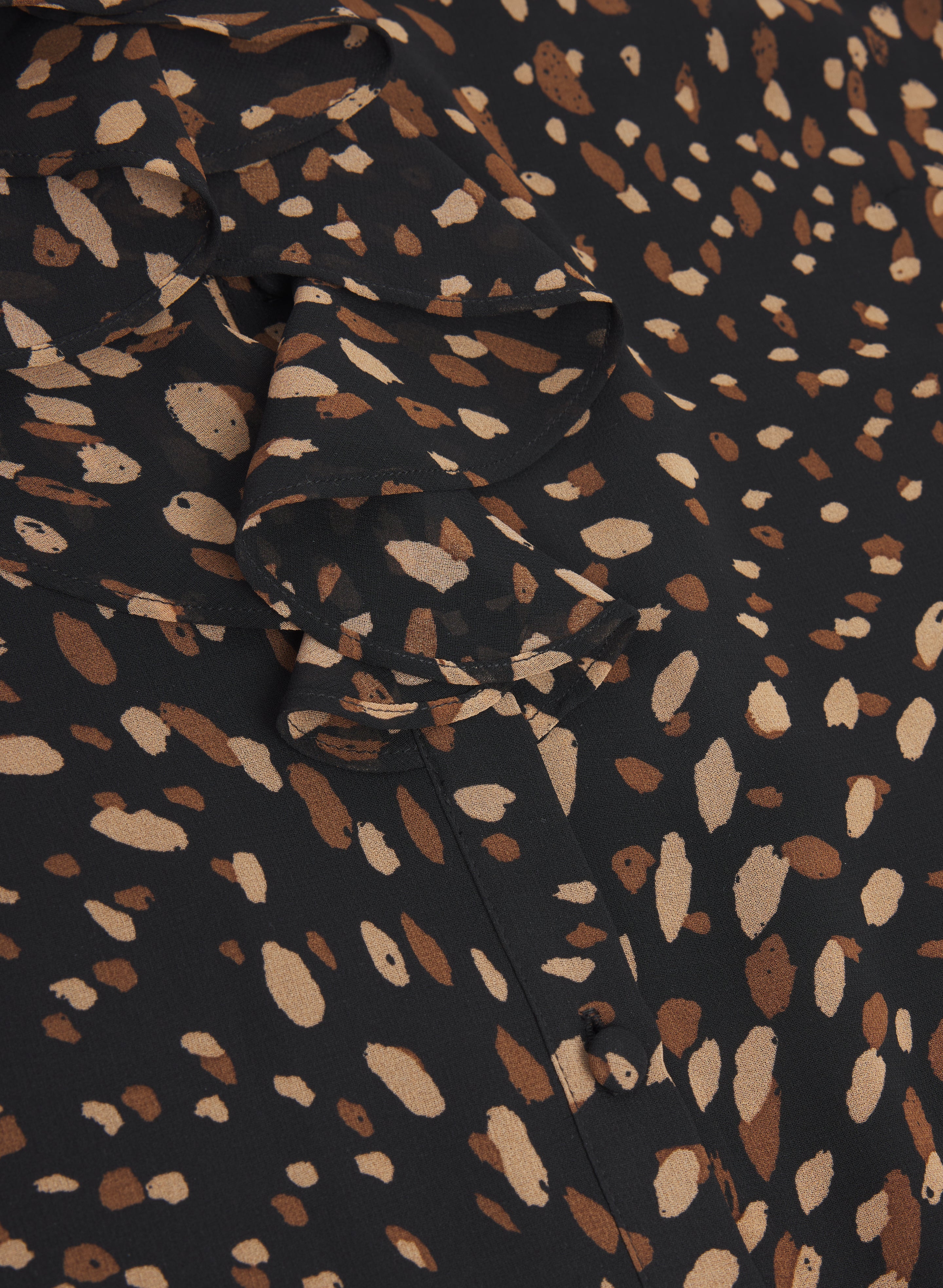 Dot Print Ruffle Front Blouse - Image 7