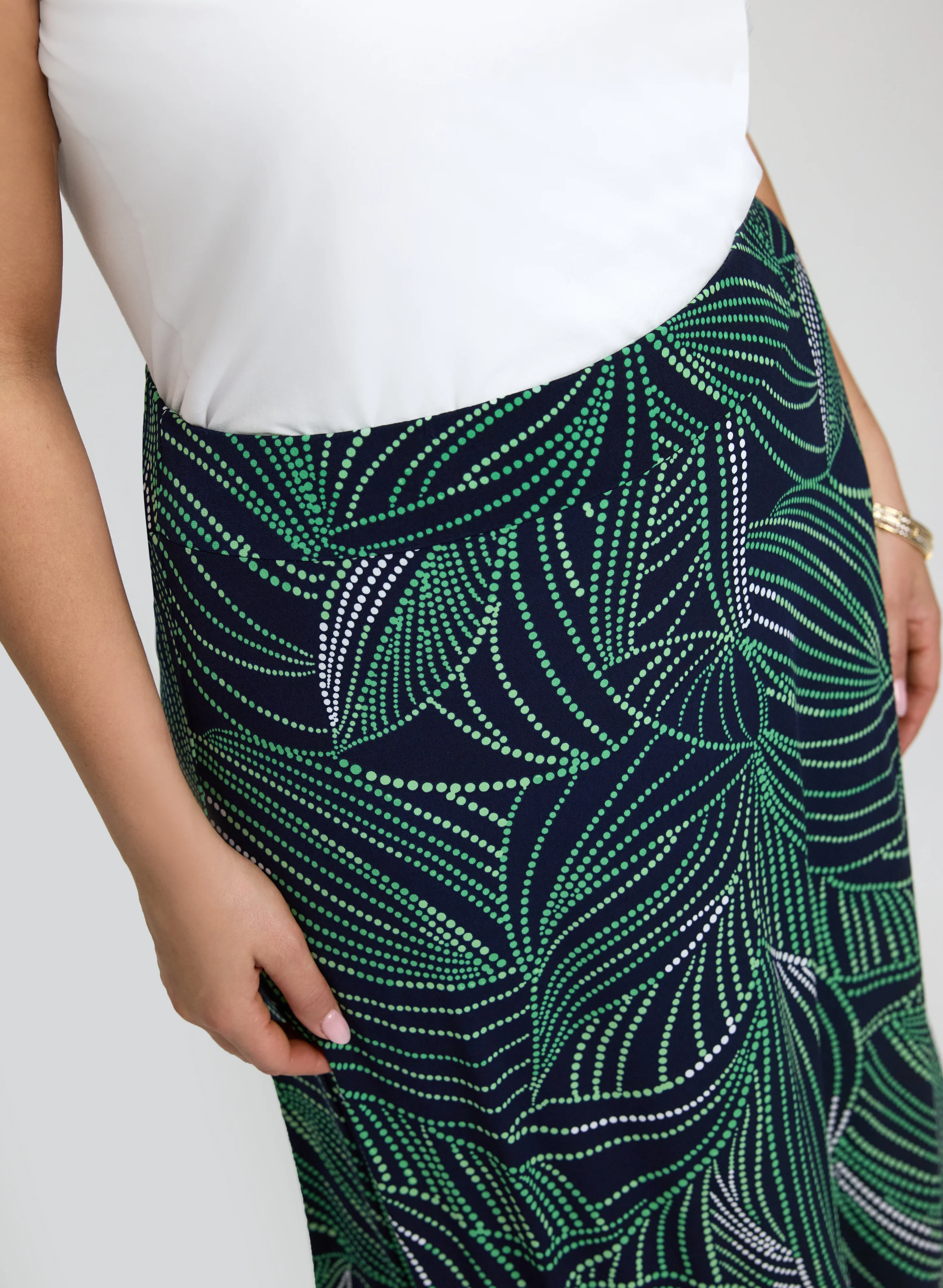 Dotted Leaf Print Skirt - Image 4
