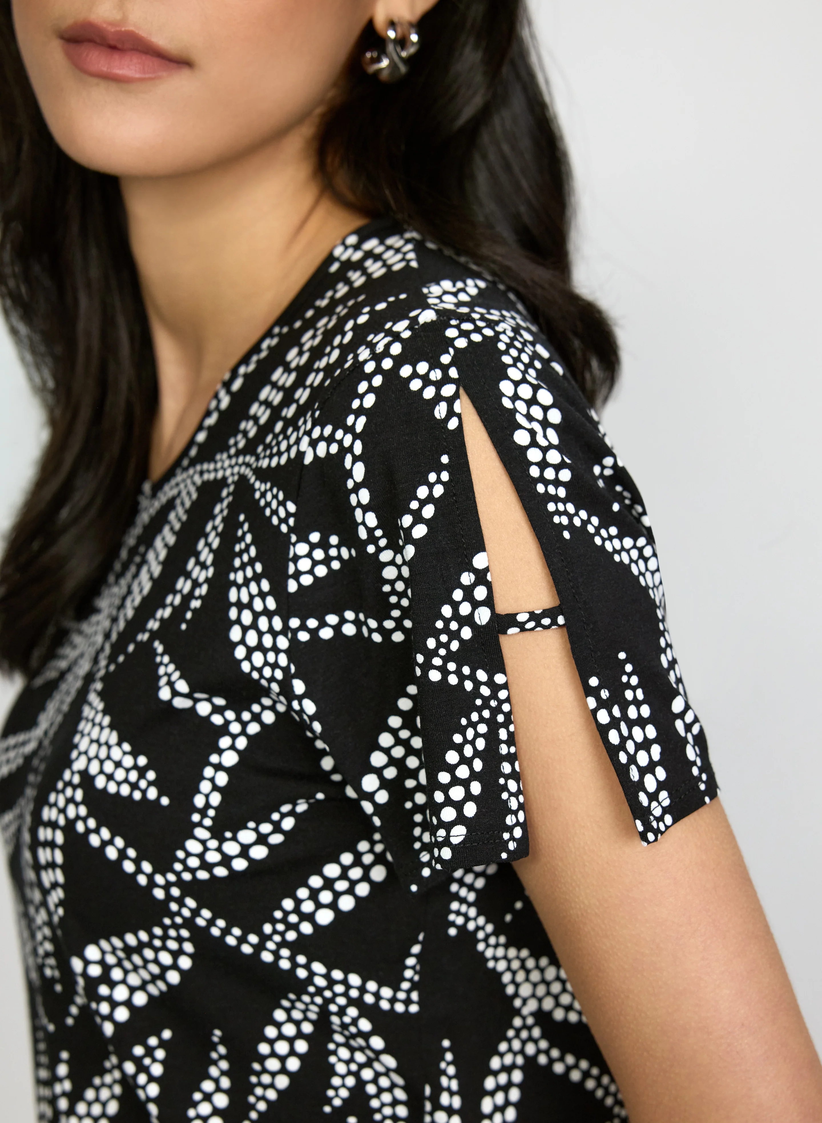 Dotted Leaf Print Top - Image 5