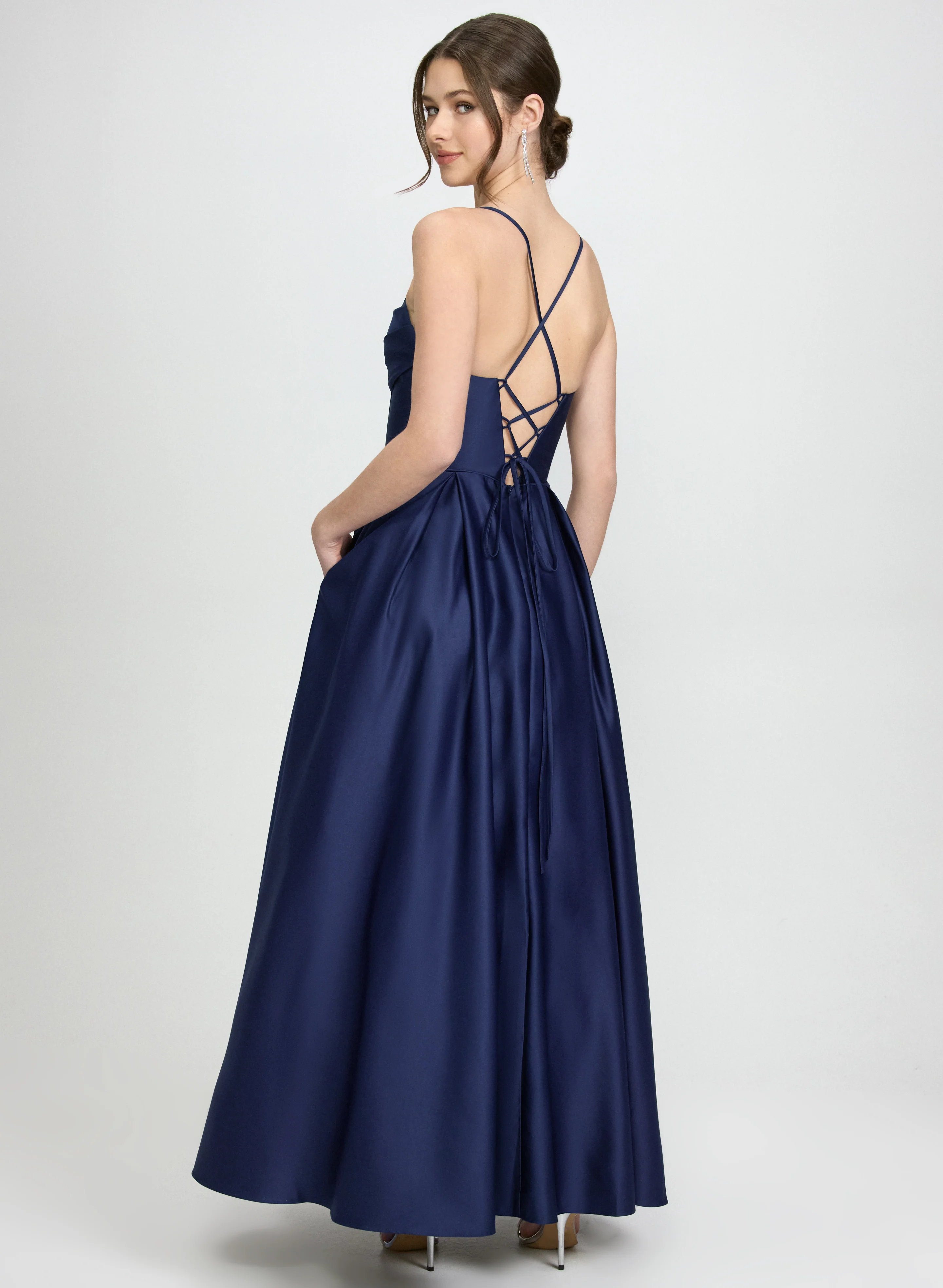 Draped Sweetheart Neck Dress - Image 4