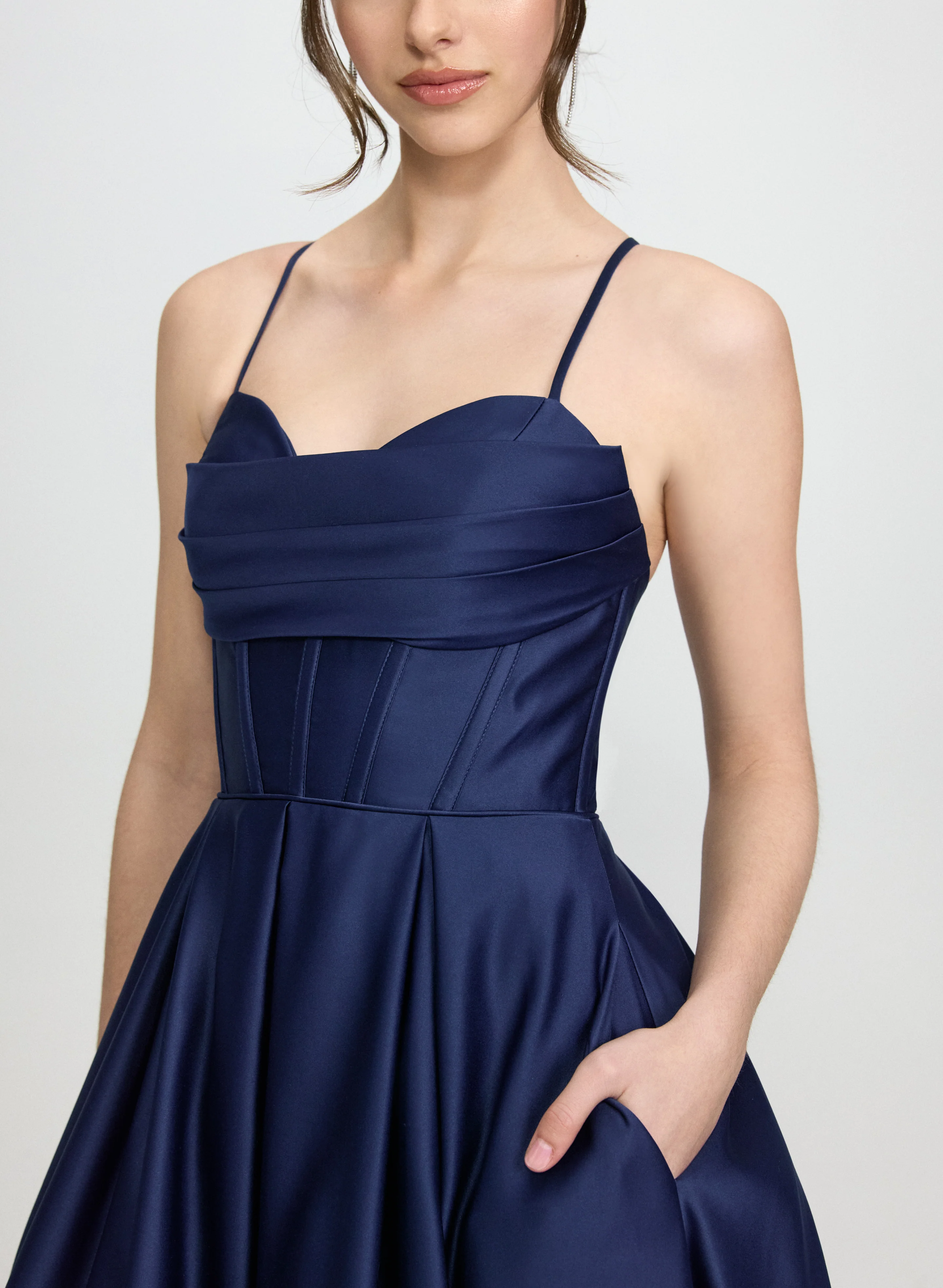 Draped Sweetheart Neck Dress - Image 7