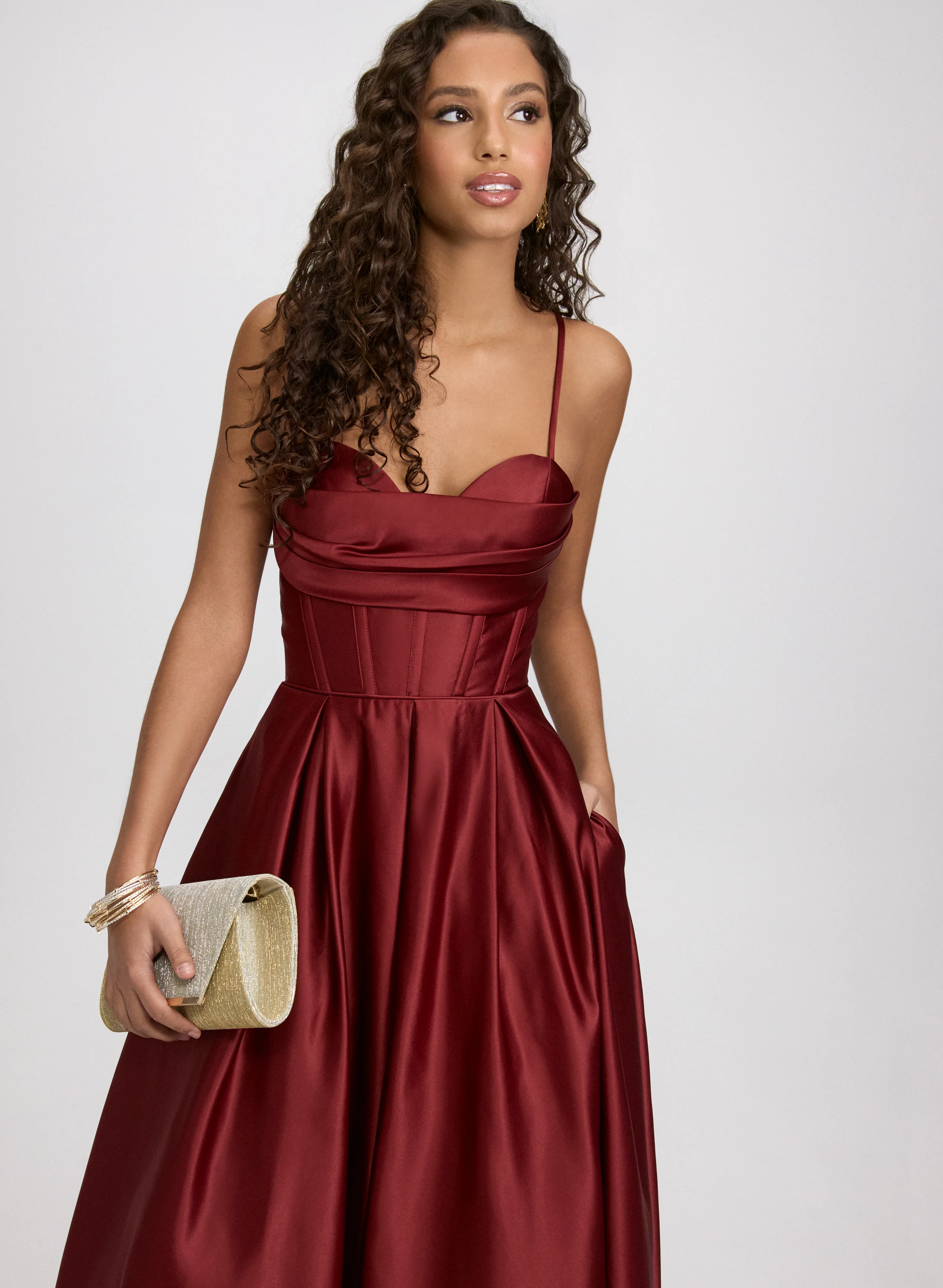 Draped Sweetheart Neck Dress - Image 7