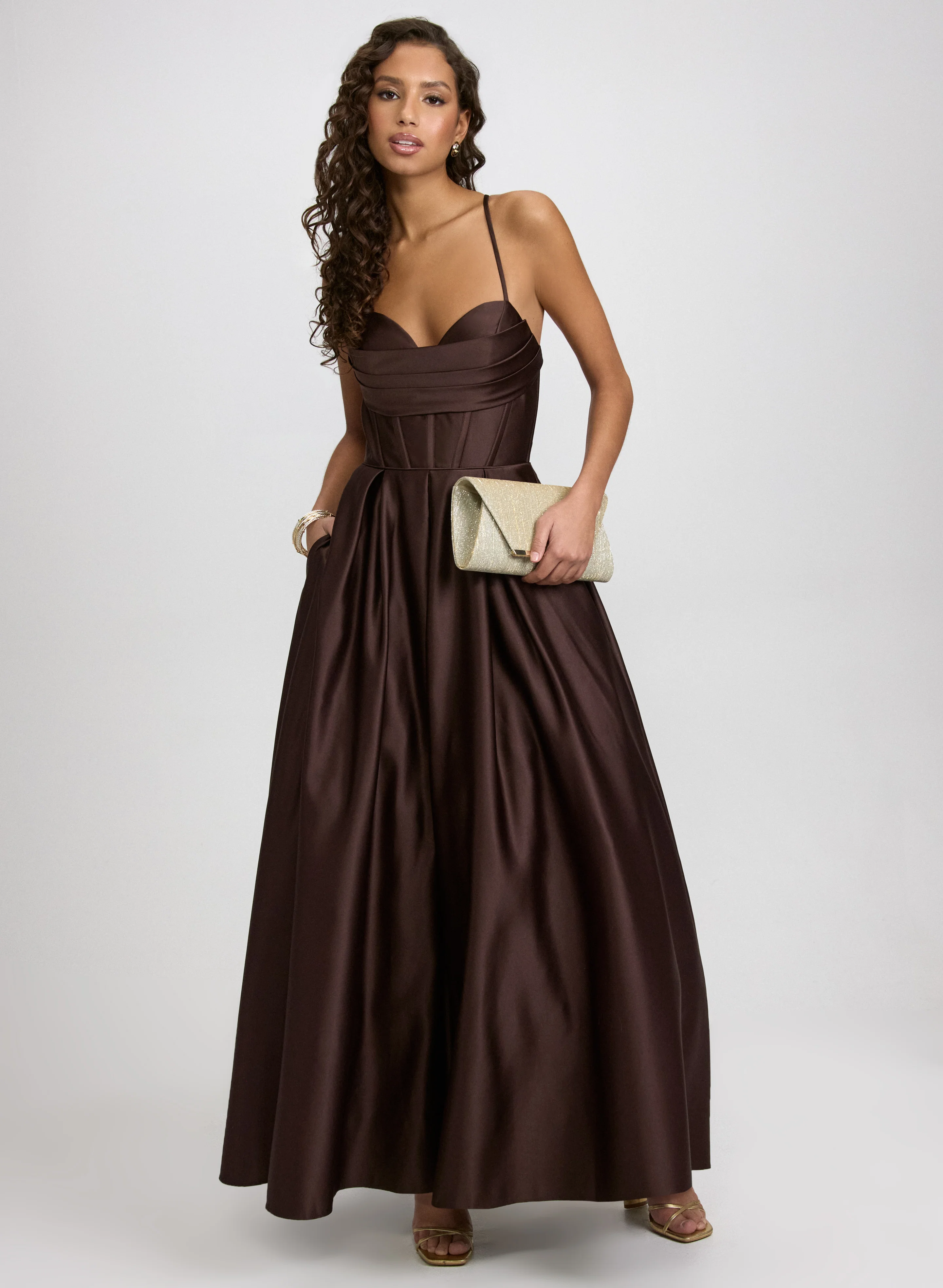 Draped Sweetheart Neck Dress