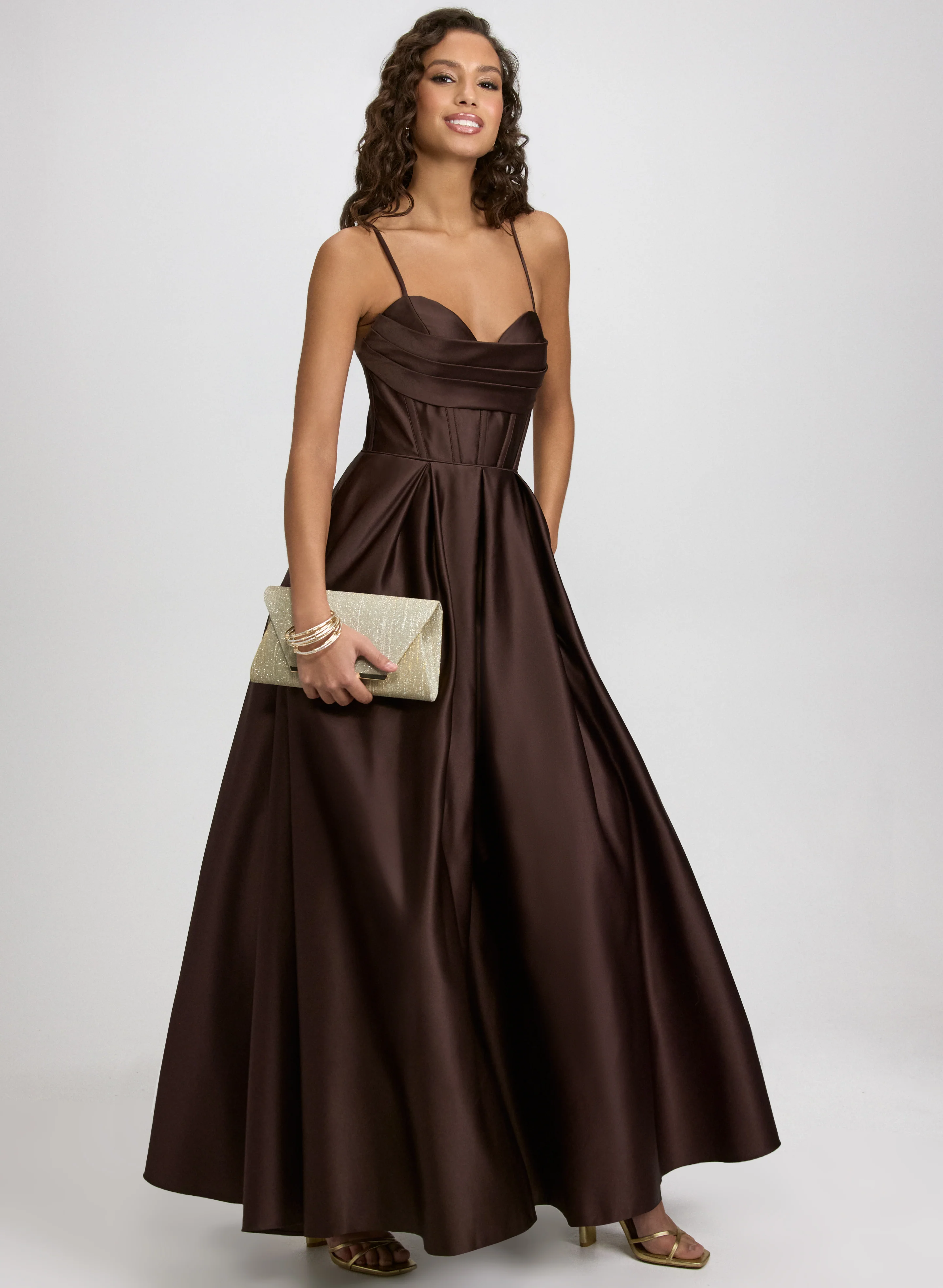 Draped Sweetheart Neck Dress - Image 3