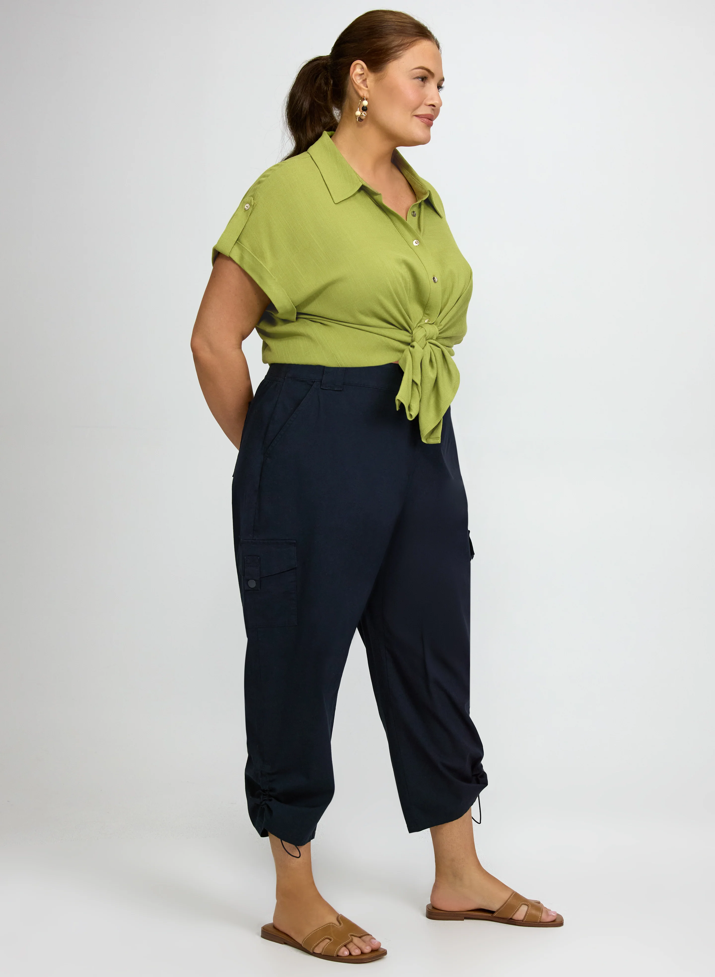 Drawstring Hem Capris - Image 3