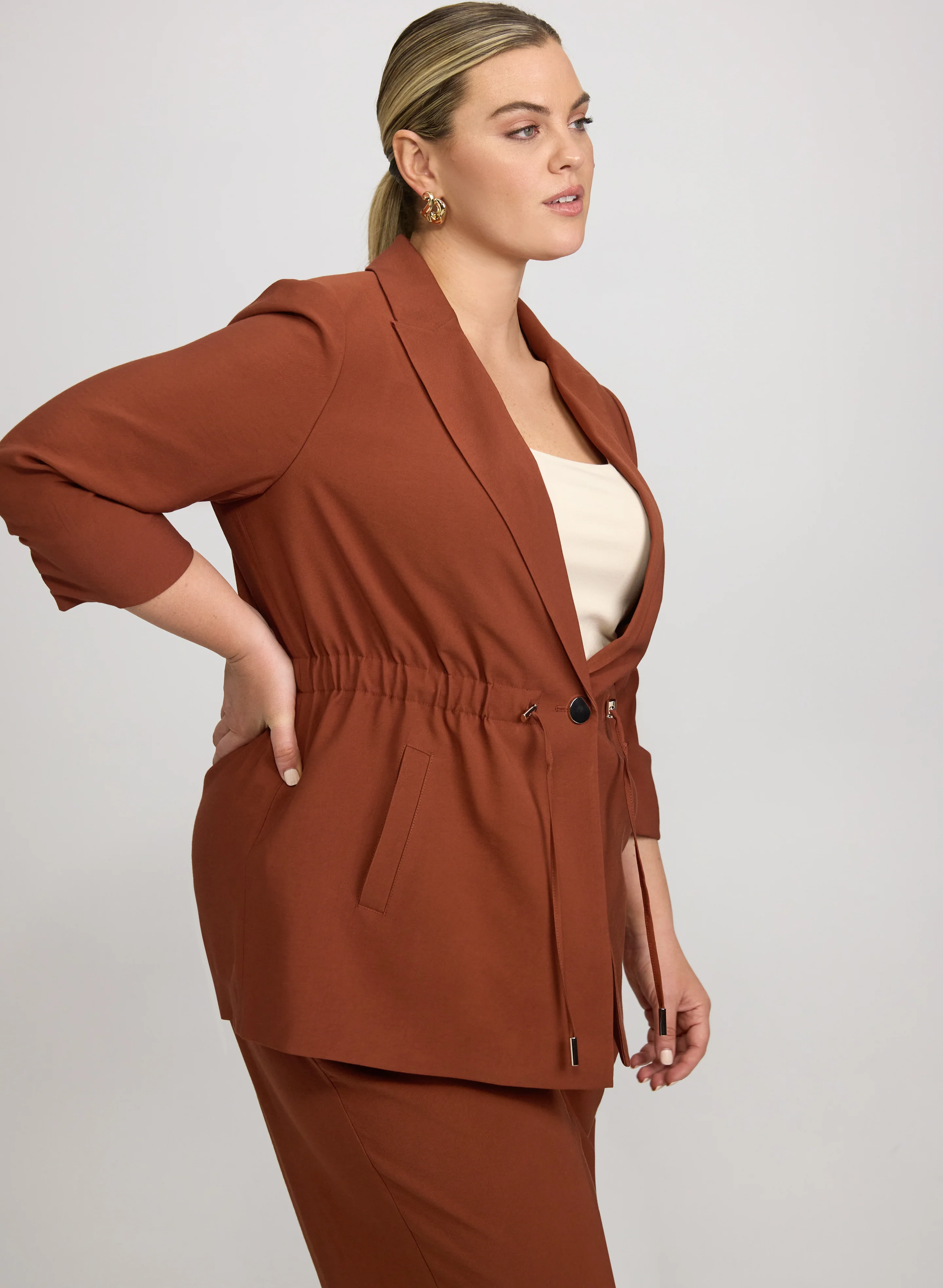 Drawstring Waist Blazer - Image 8