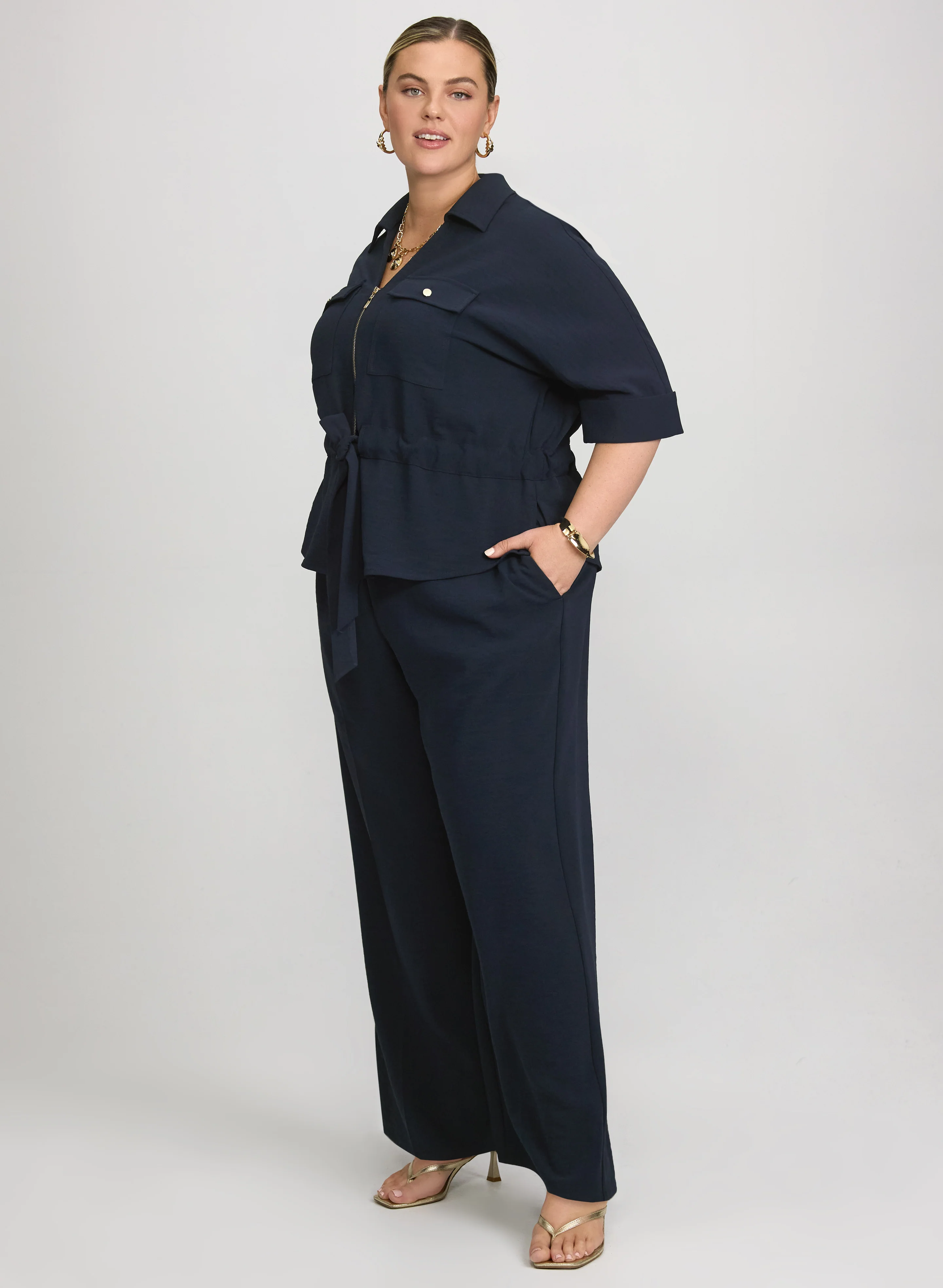 Melanie Lyne - Drawstring Waist Zip-Up Jacket - Image 5
