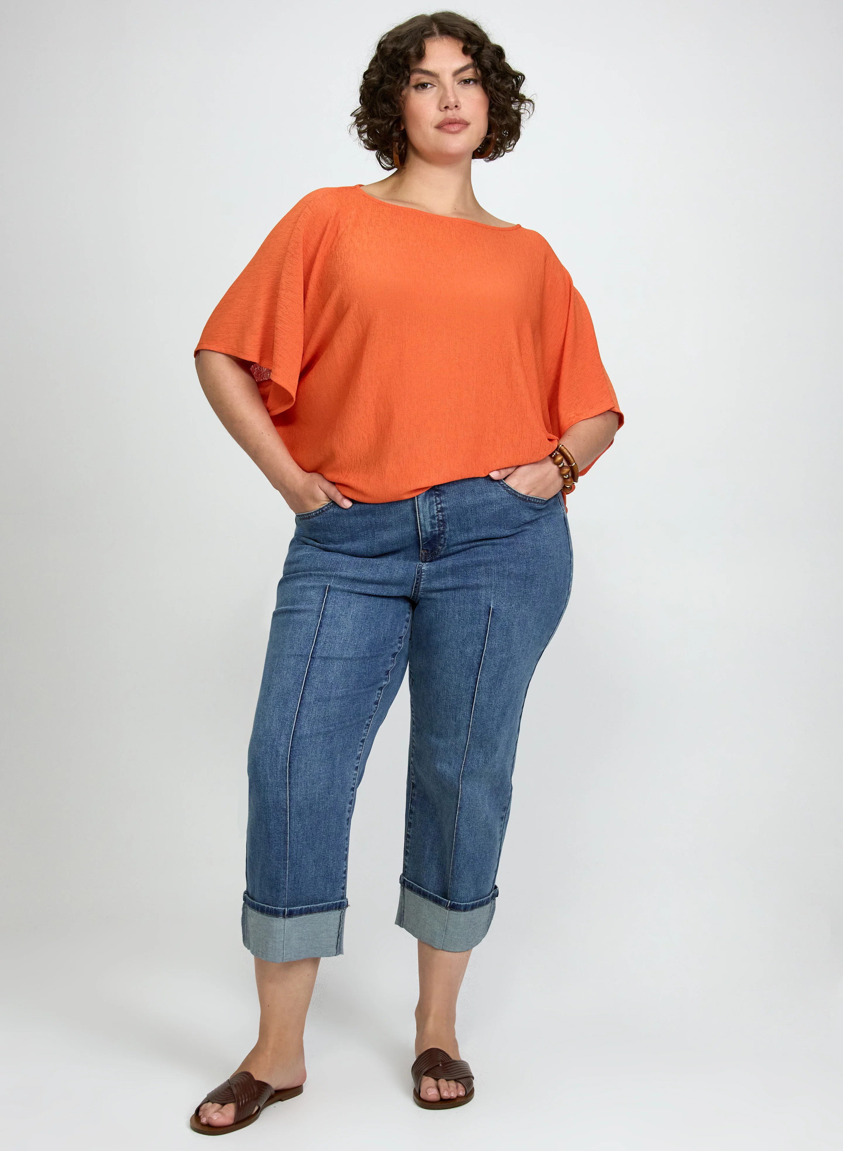 Elbow Sleeve Boat Neck Top - Image 3