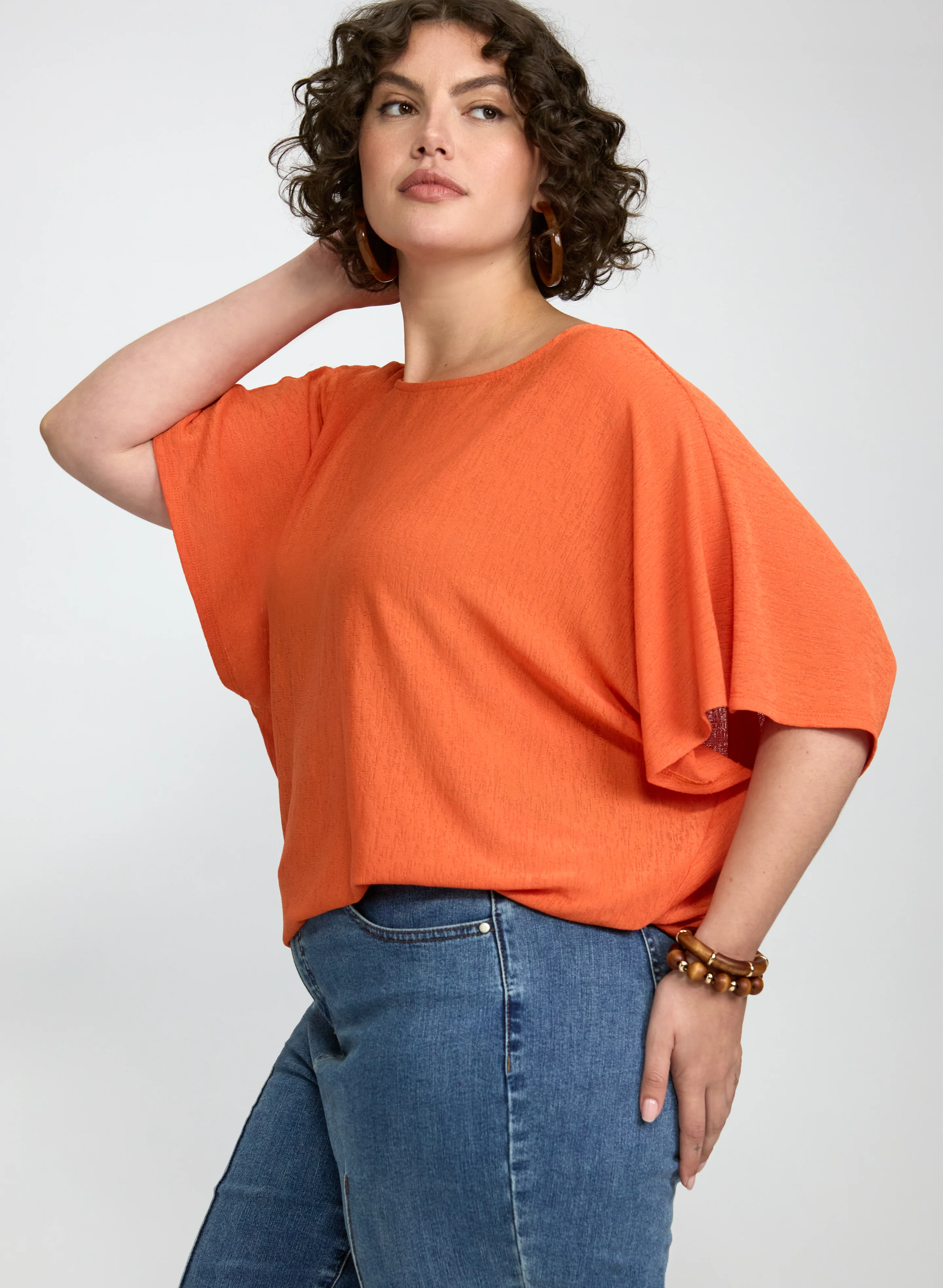 Elbow Sleeve Boat Neck Top - Image 4