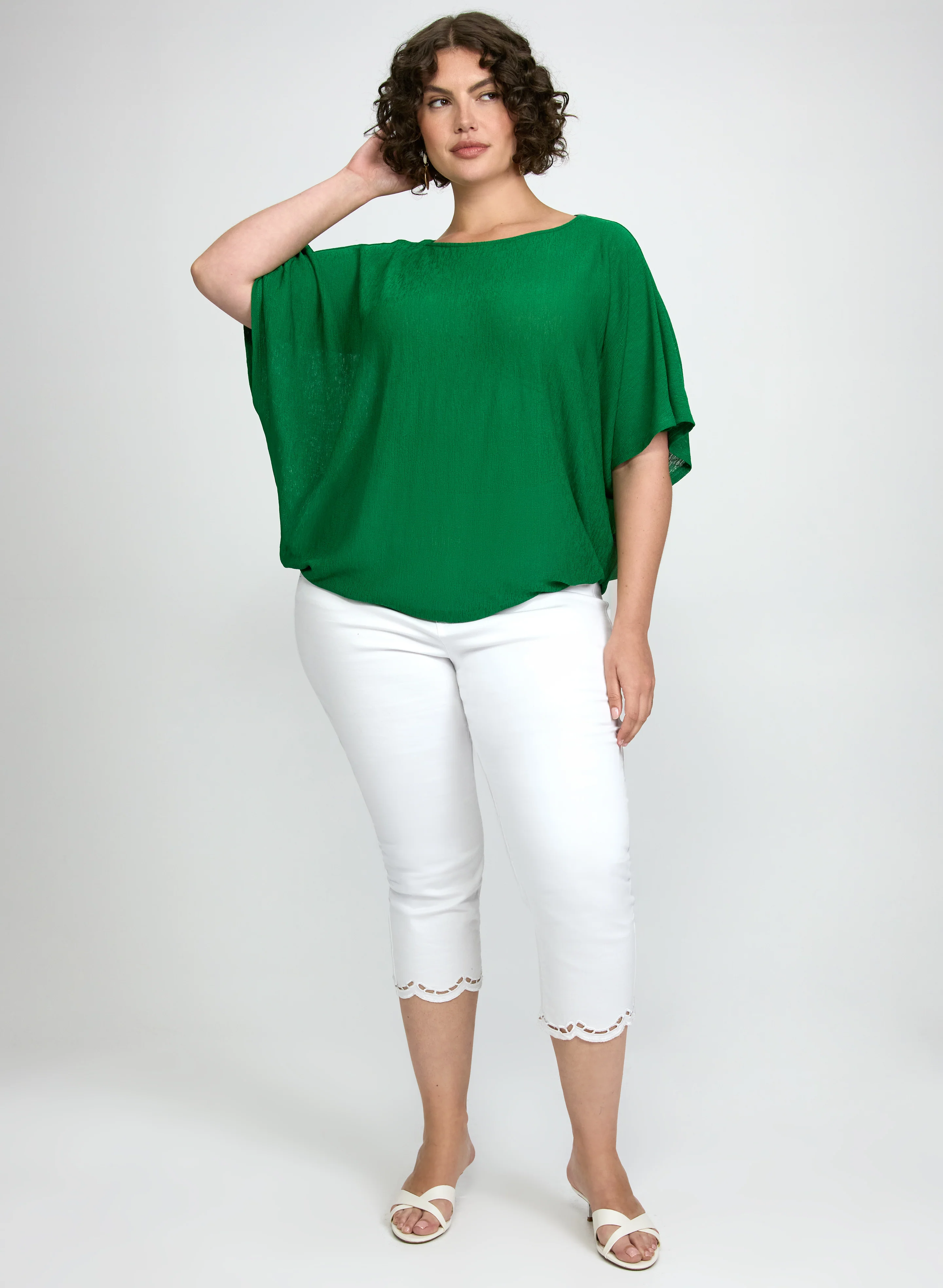 Elbow Sleeve Boat Neck Top - Image 3