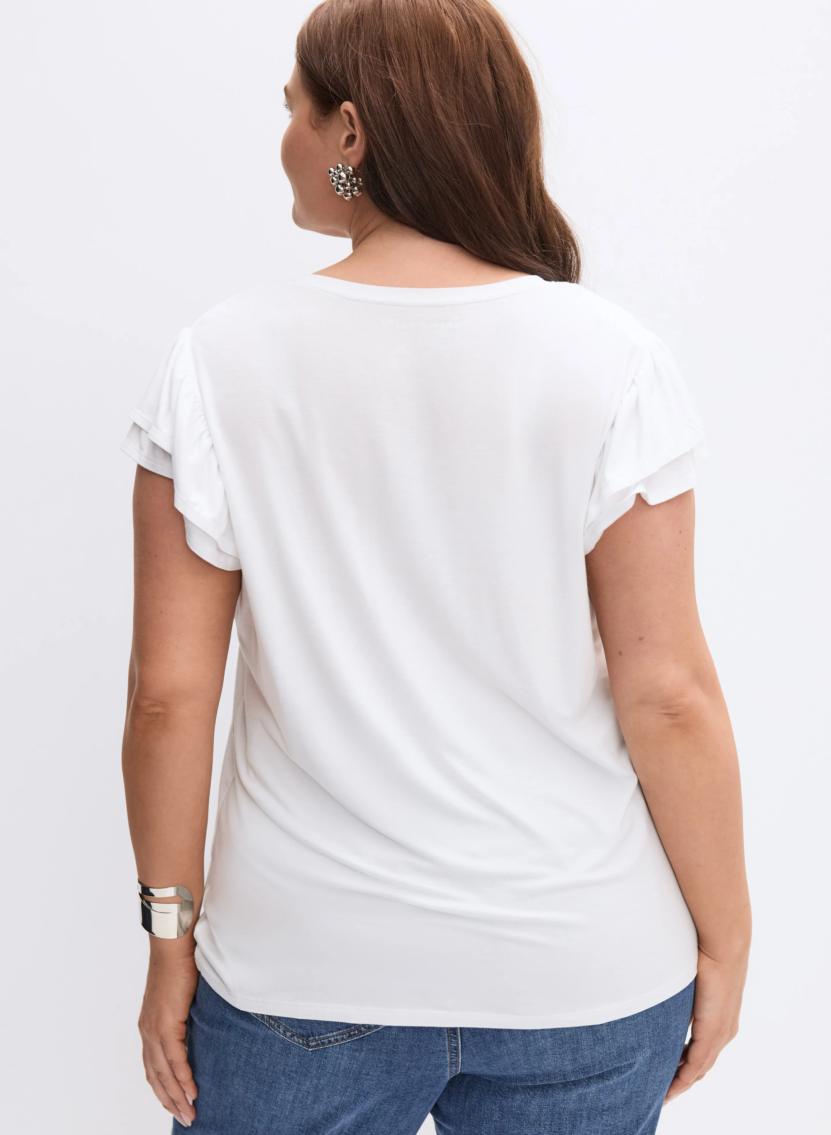 Melanie Lyne - Embellished Flutter Sleeve T-Shirt - Image 4