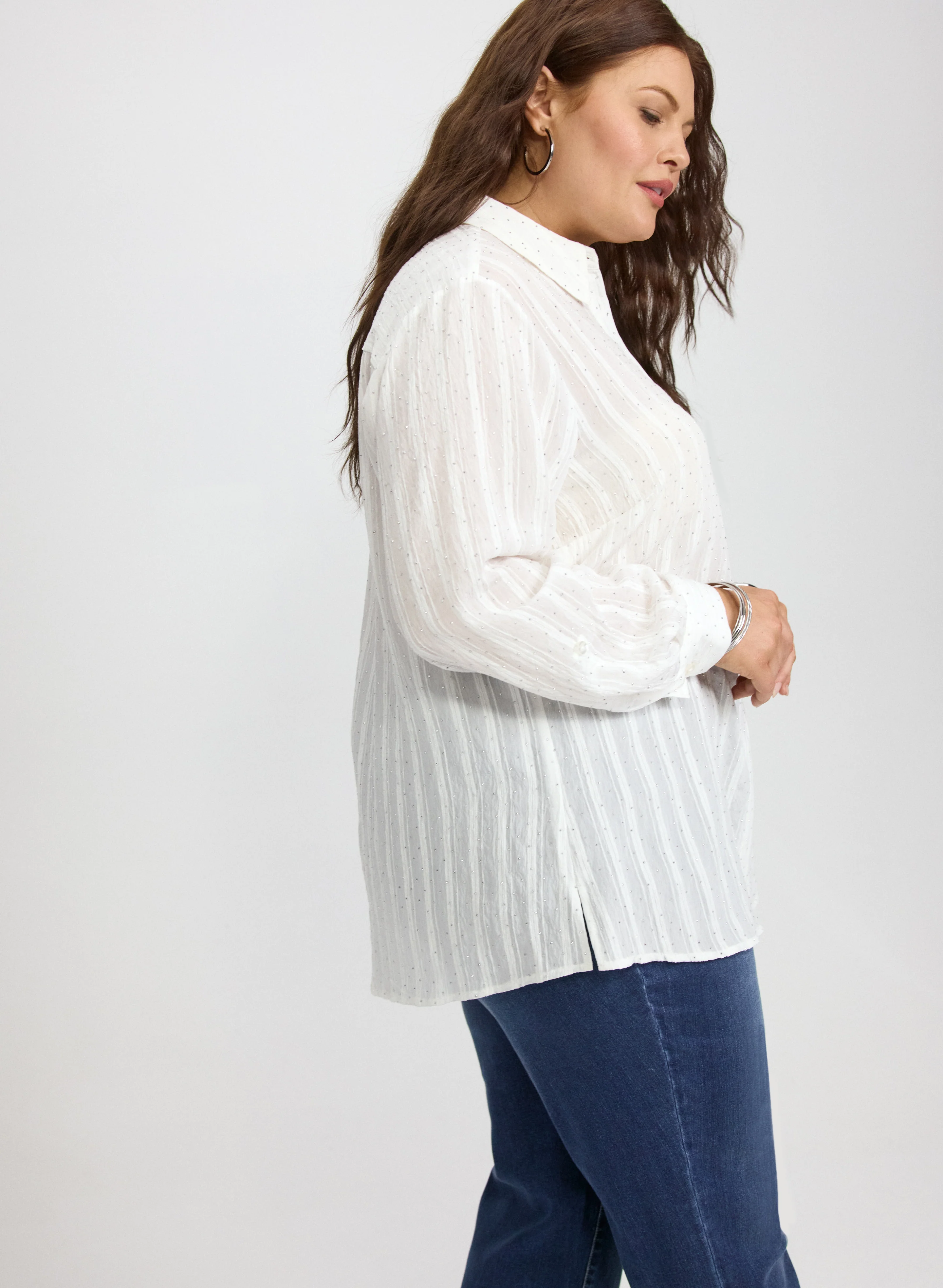 Embellished Shadow Stripe Blouse - Image 2