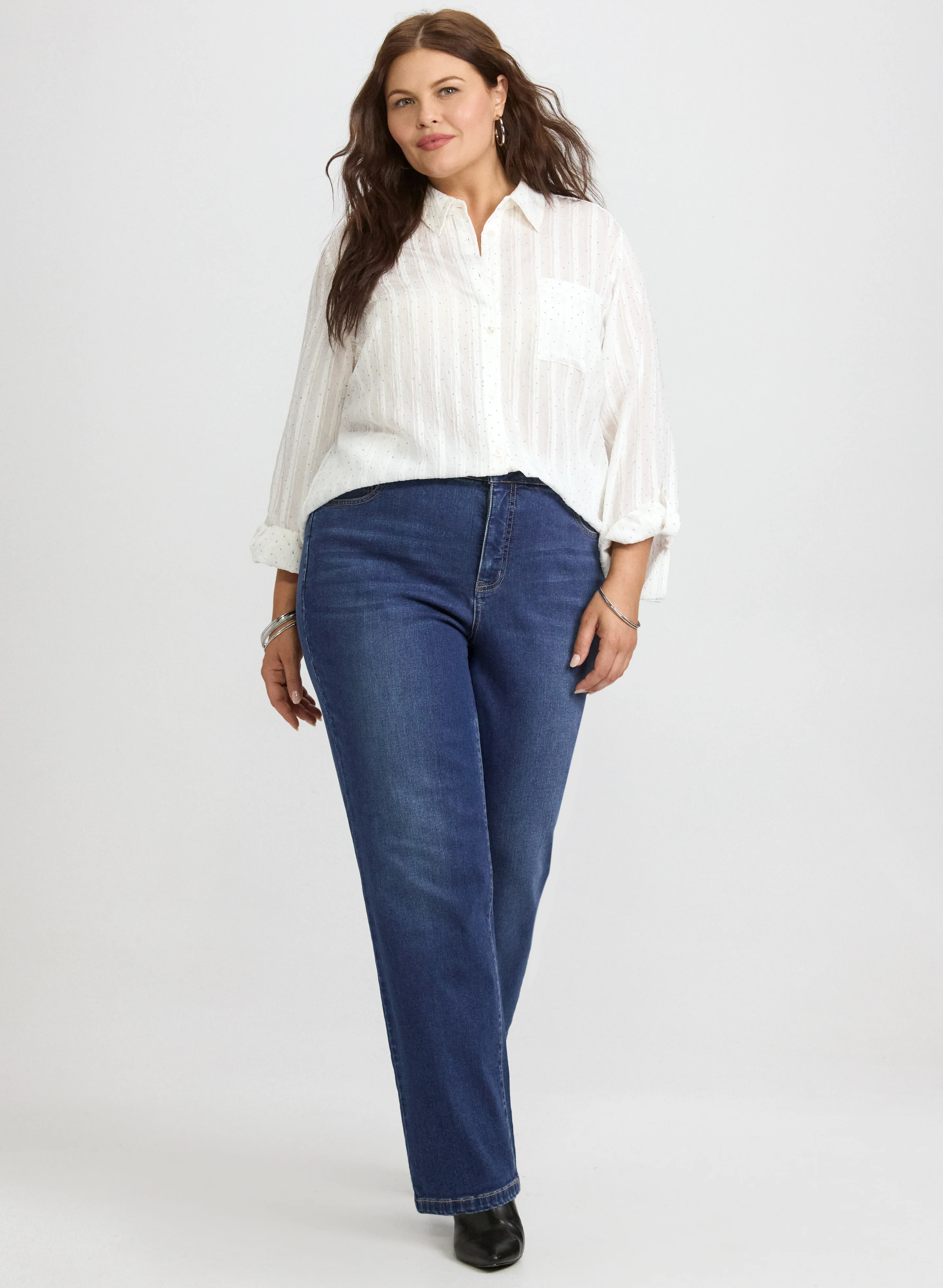 Embellished Shadow Stripe Blouse - Image 3