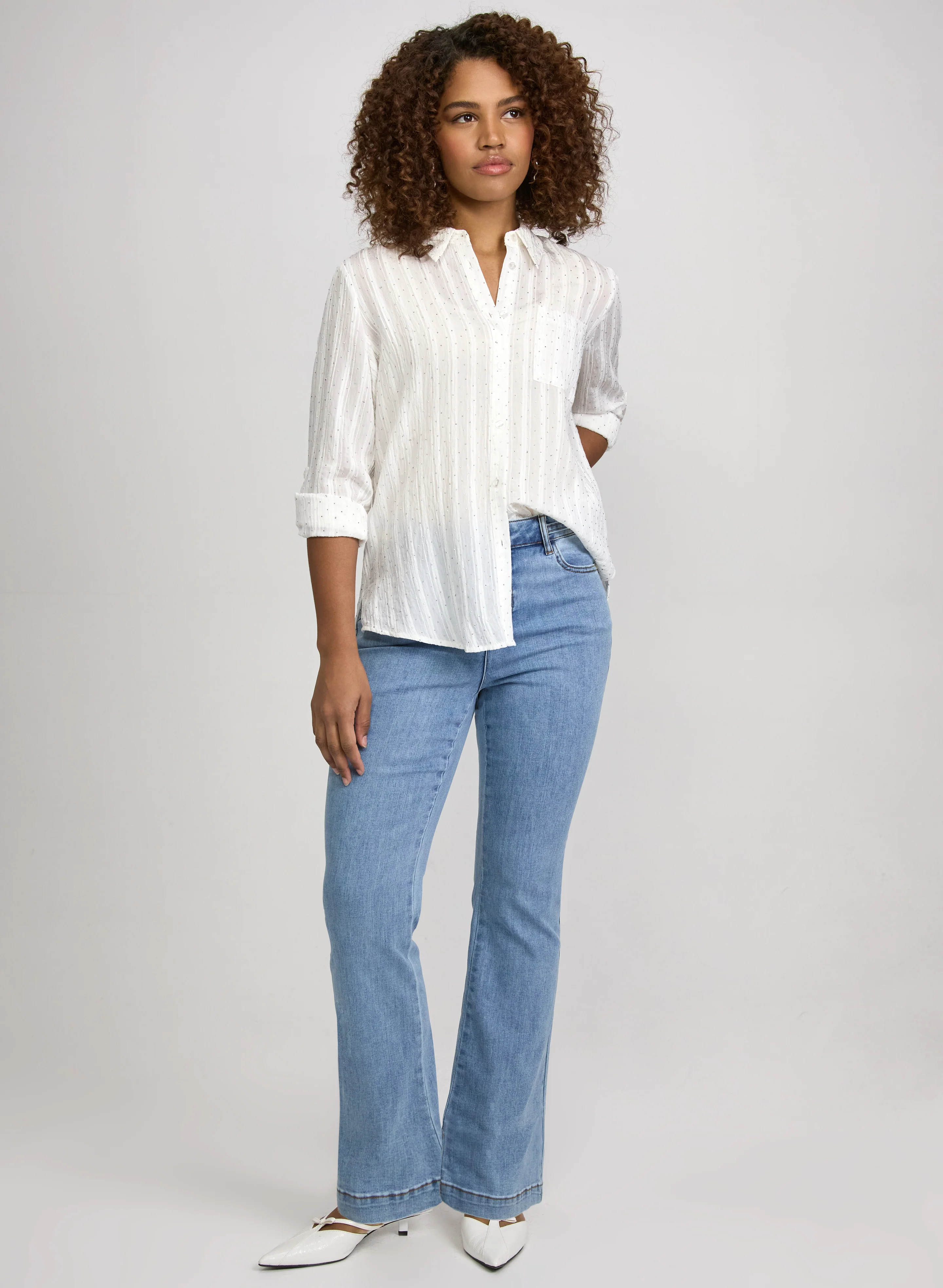 Embellished Shadow Stripe Blouse - Image 3