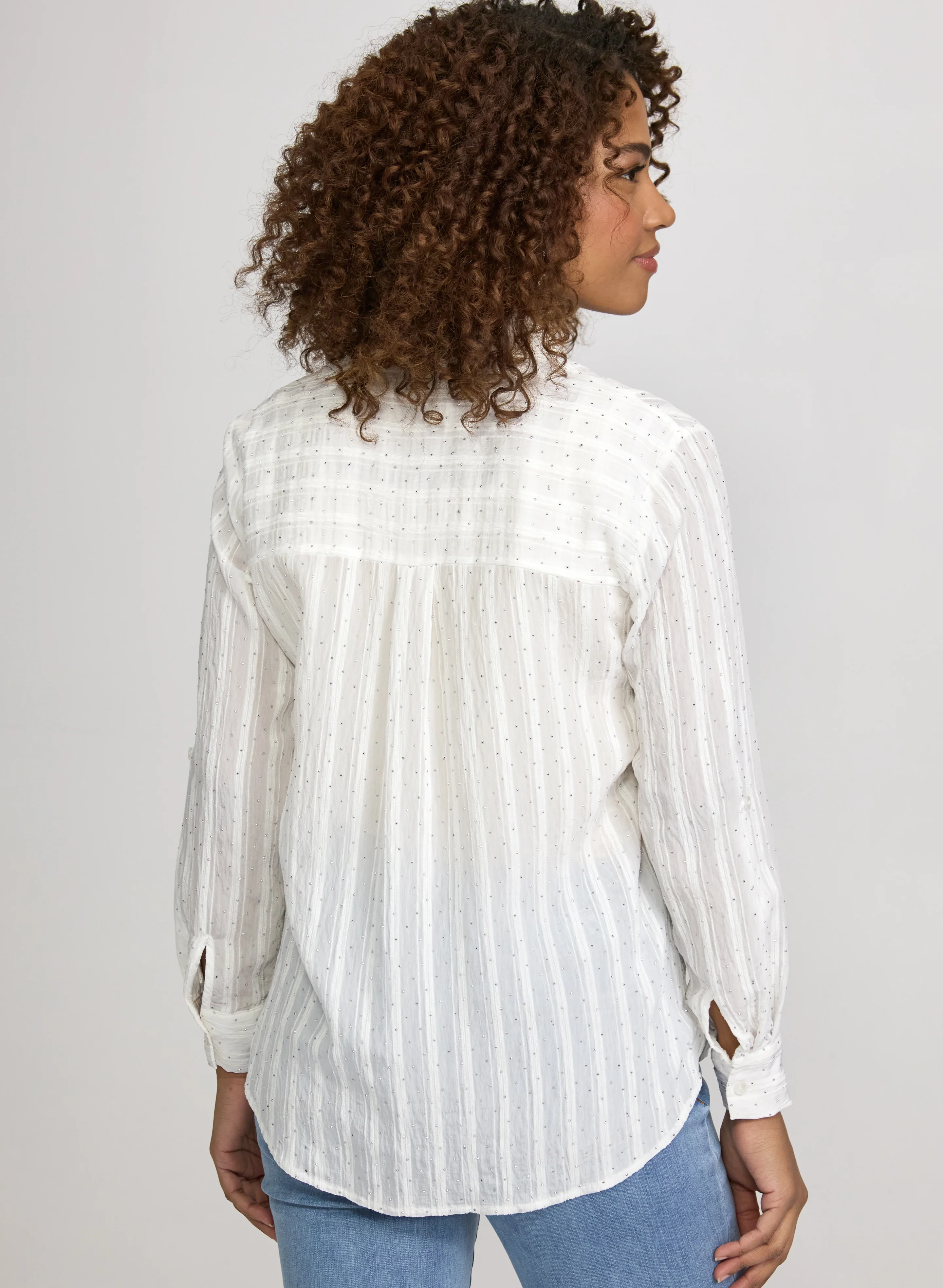 Embellished Shadow Stripe Blouse - Image 4