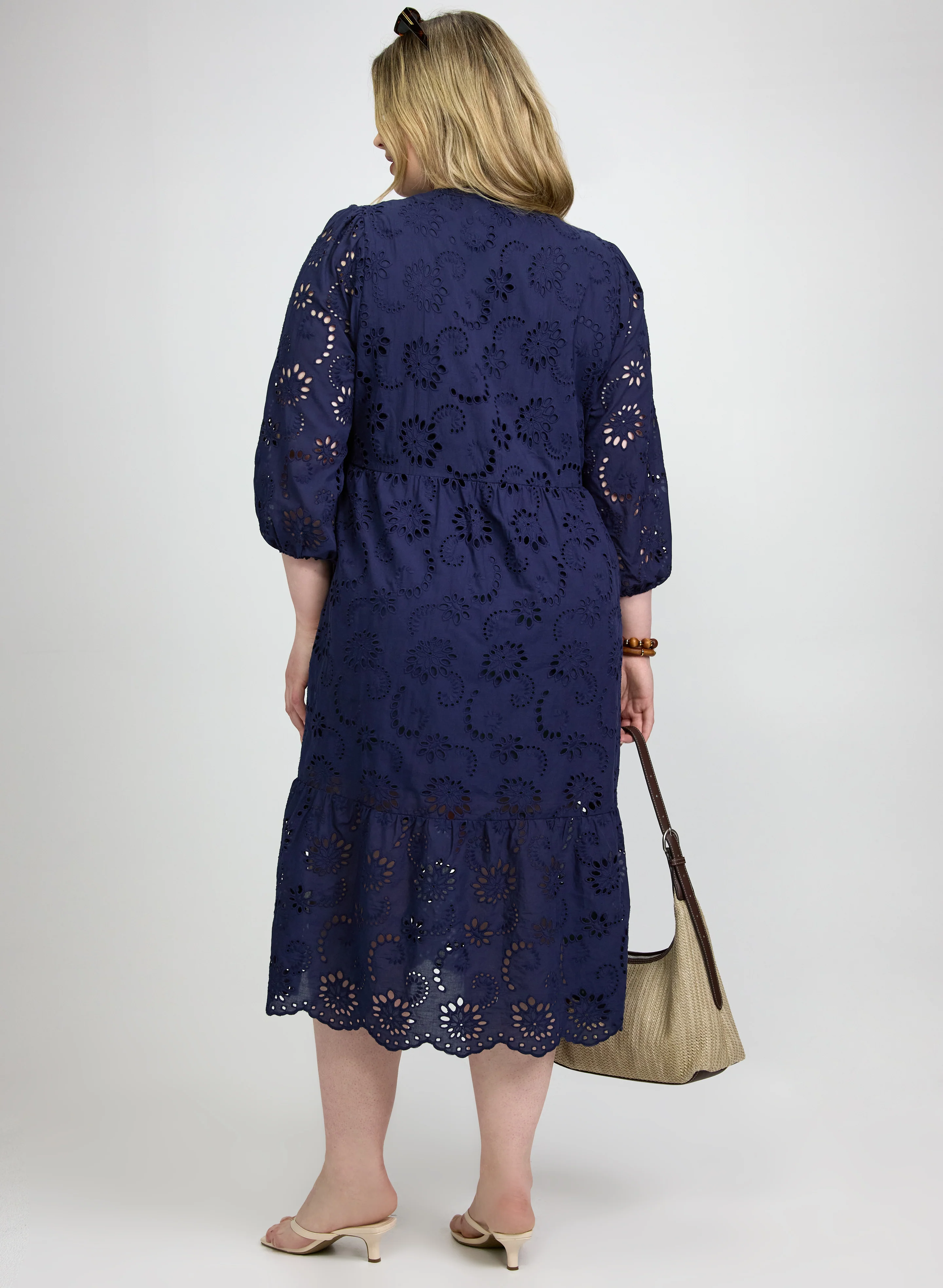 Embroidered Button-Down Midi Dress - Image 3