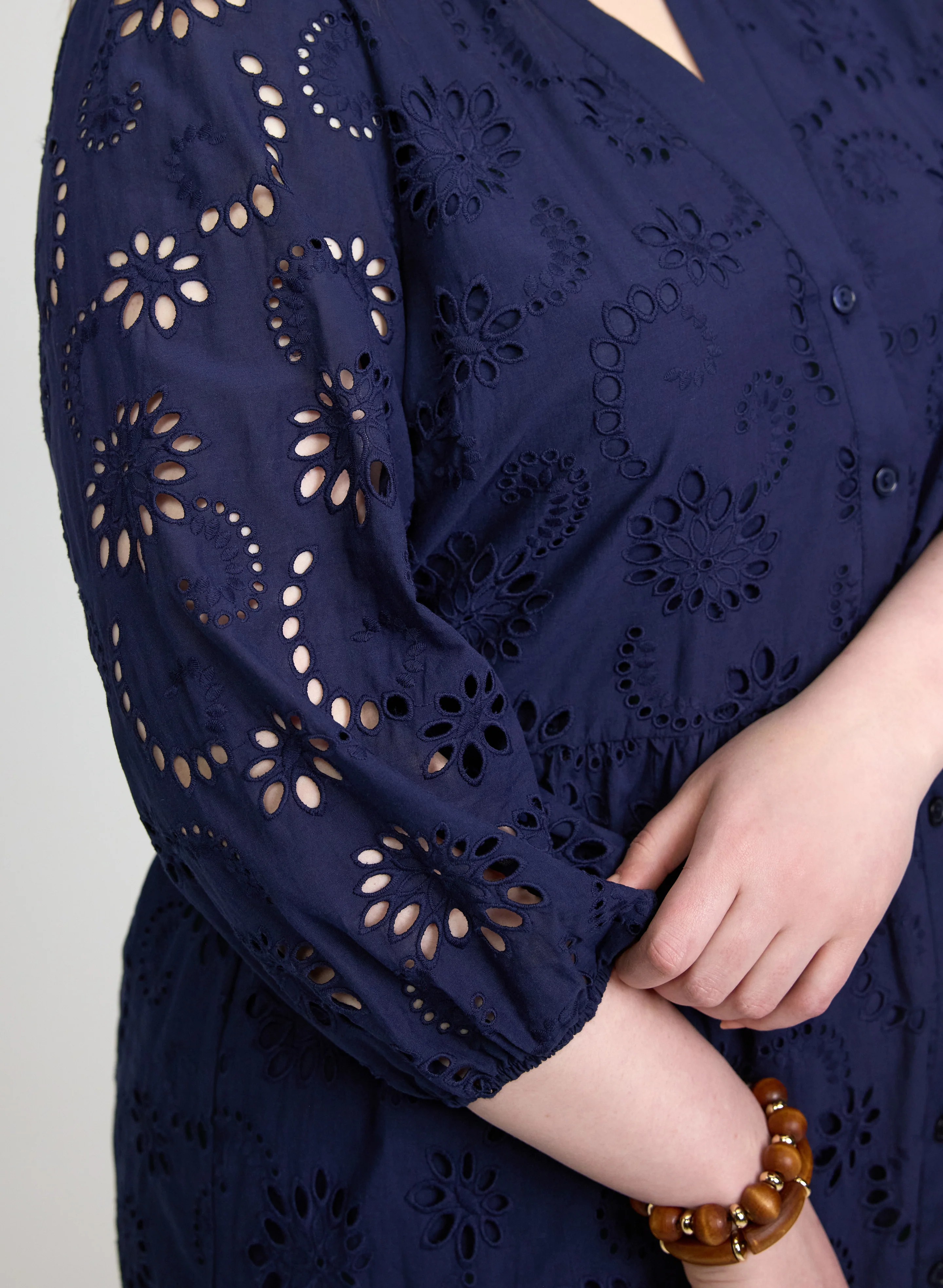 Embroidered Button-Down Midi Dress - Image 5