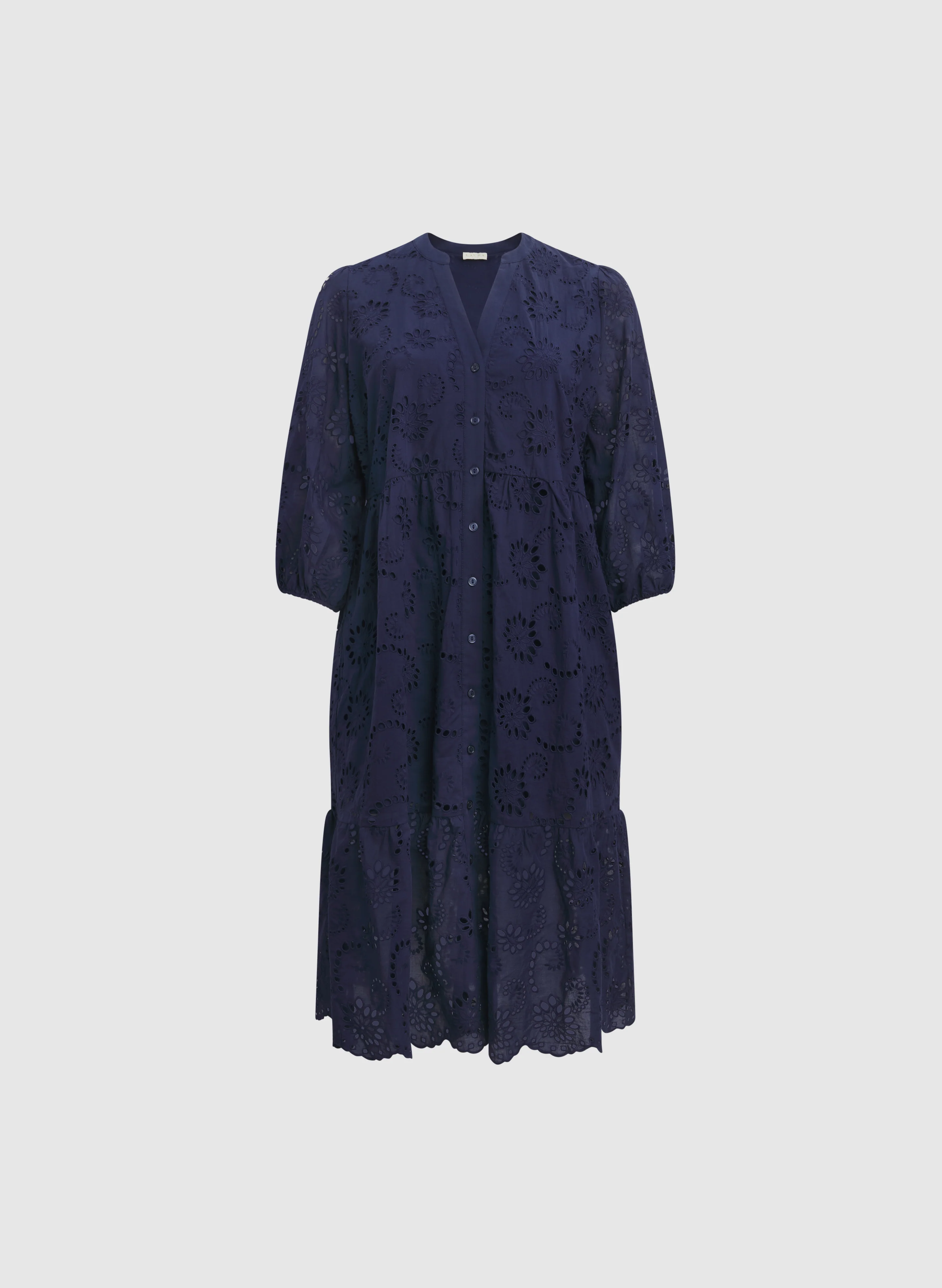 Embroidered Button-Down Midi Dress - Image 6
