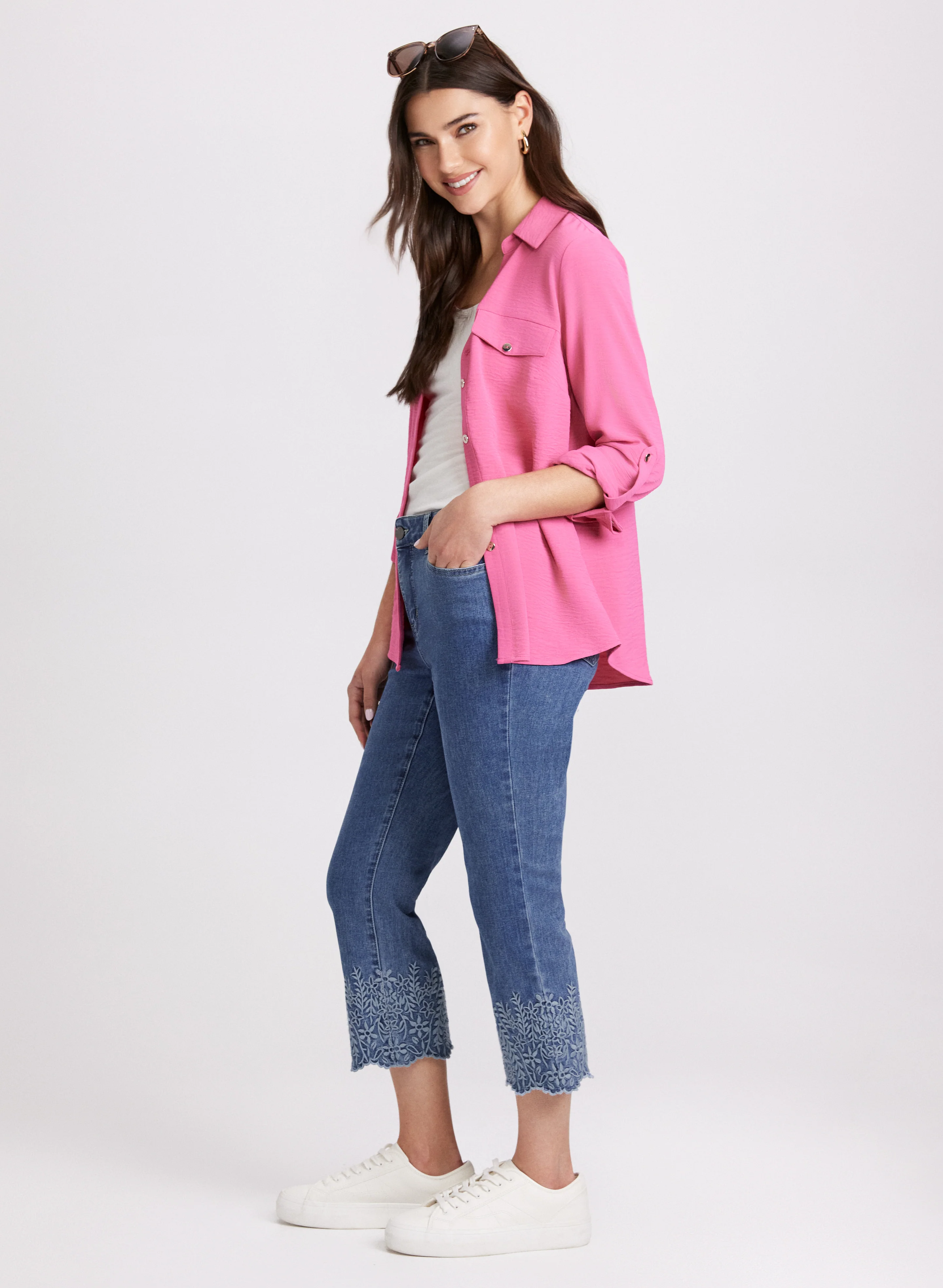 Embroidered Capri Jeans - Image 5