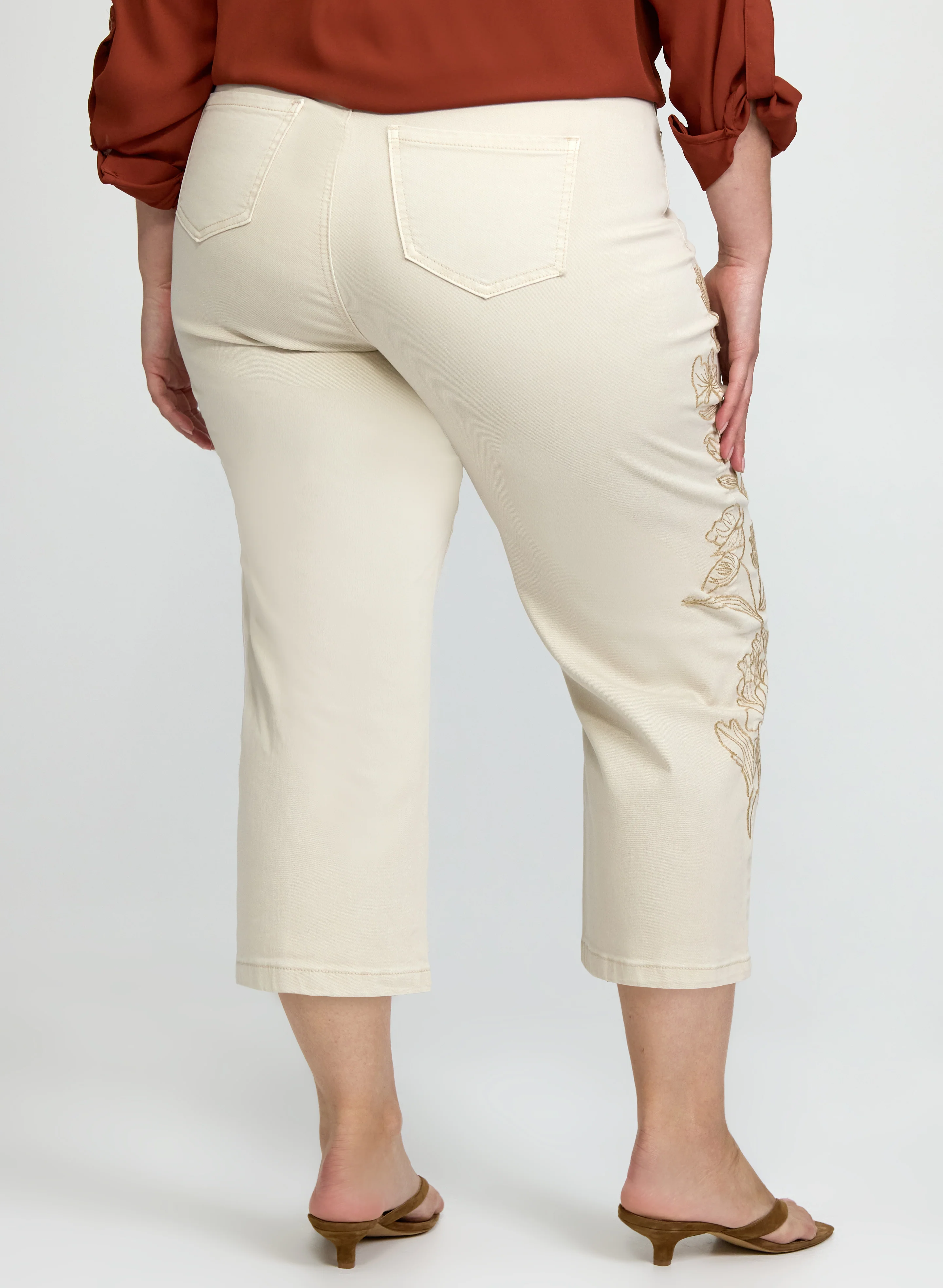 Embroidered Denim Capris - Image 3
