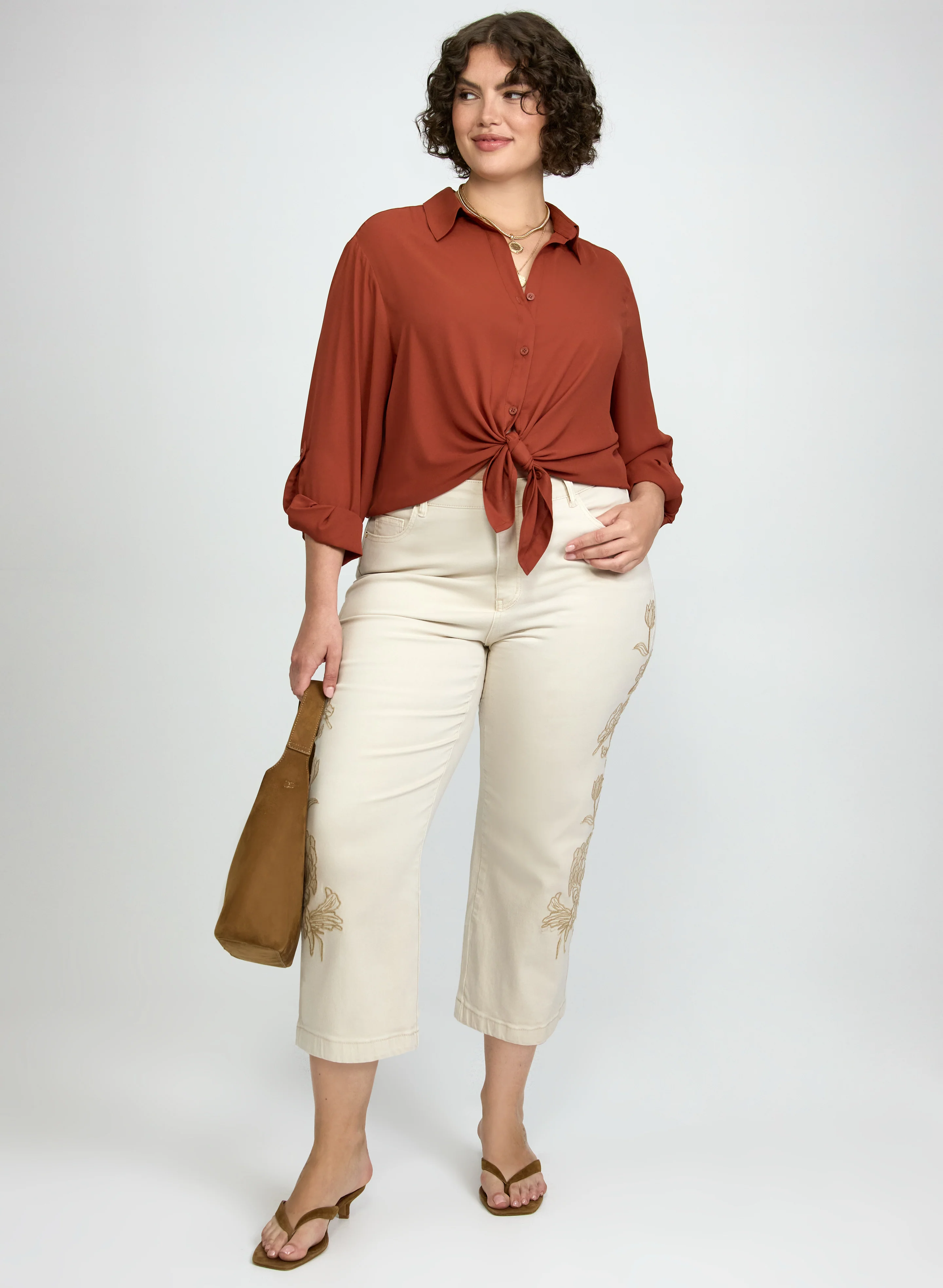 Embroidered Denim Capris - Image 4