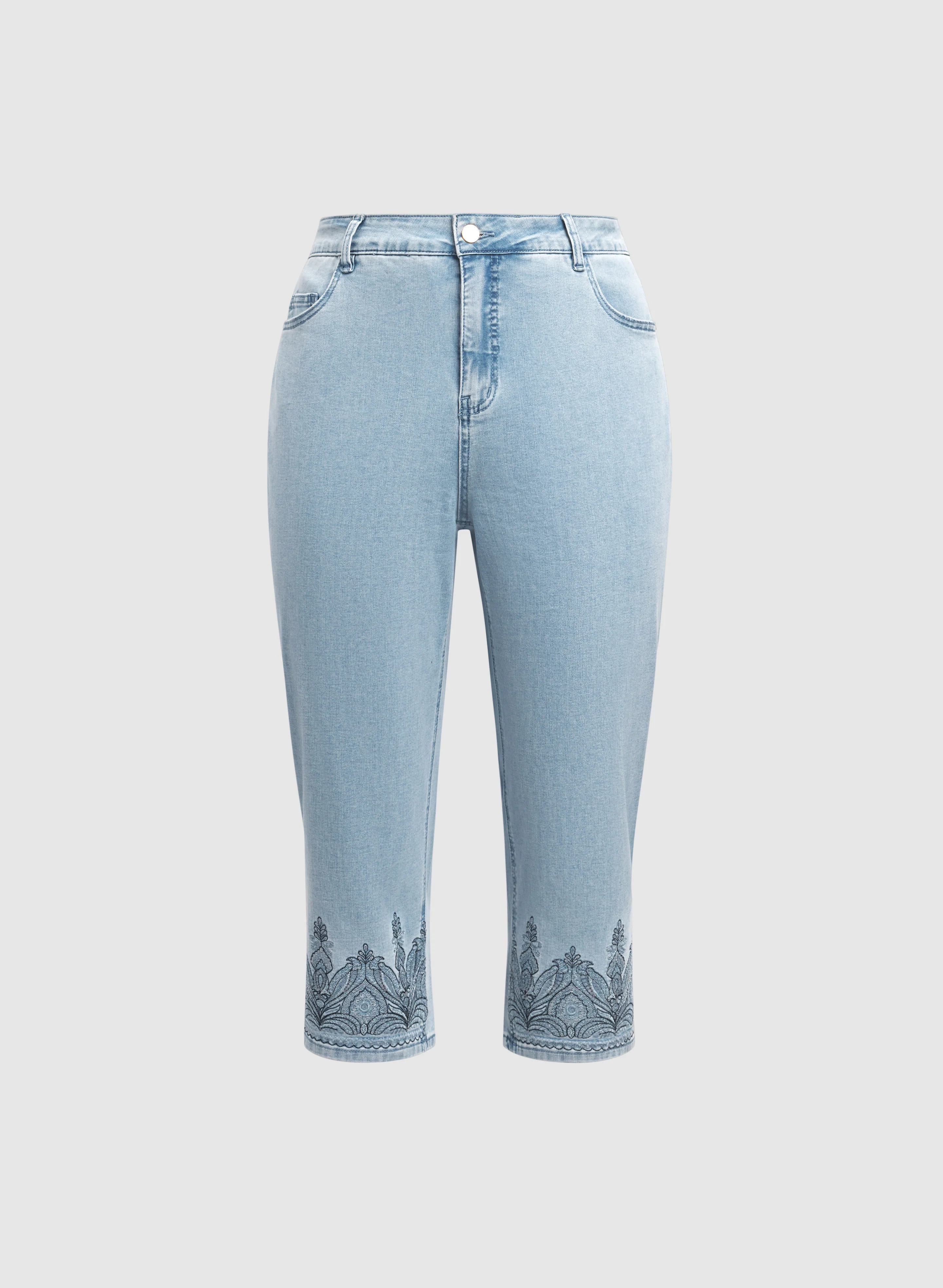 Embroidered Denim Capris - Image 6