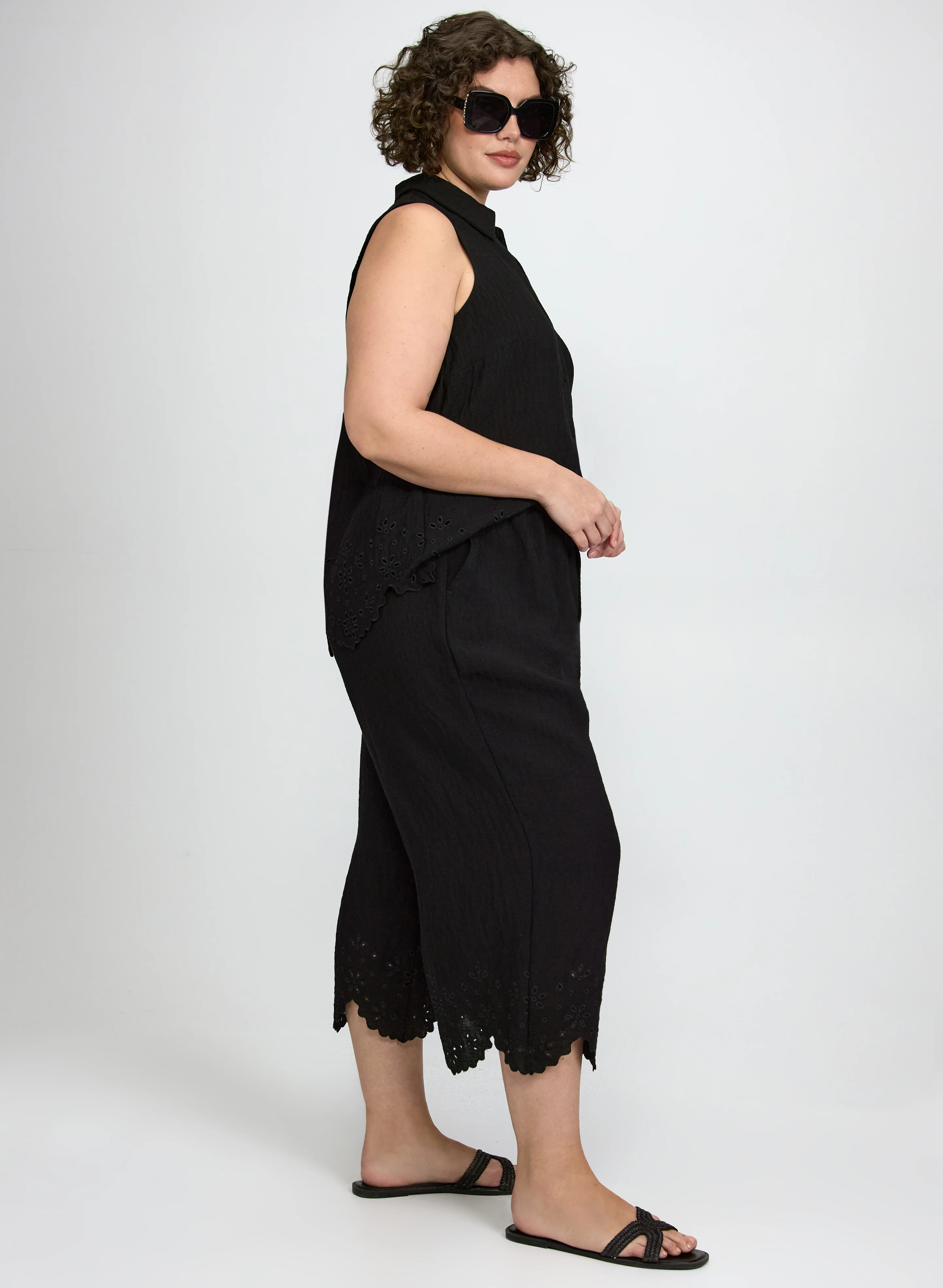 Embroidered Hem Capris - Image 8