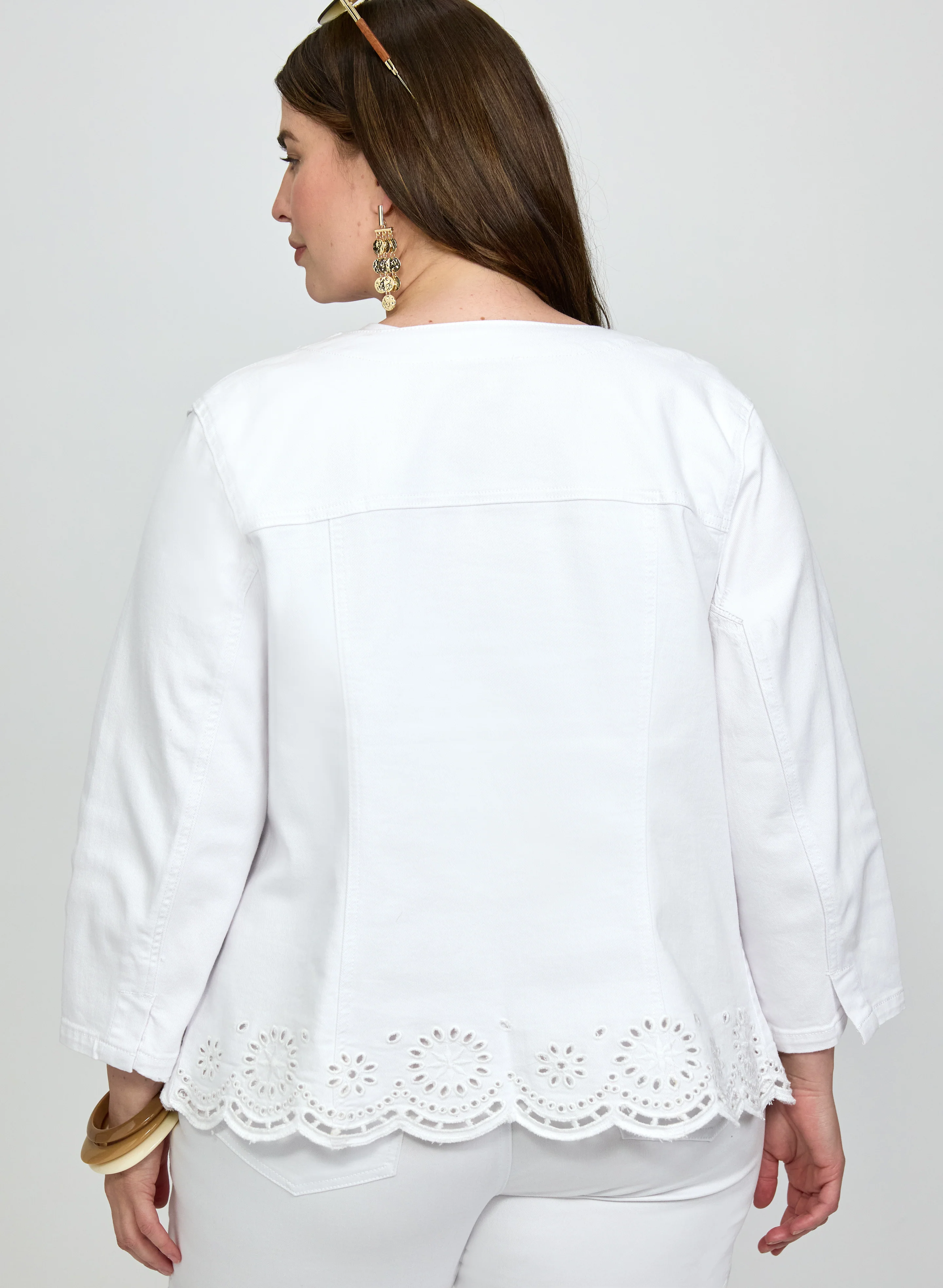 Embroidered Hem Denim Jacket - Image 4