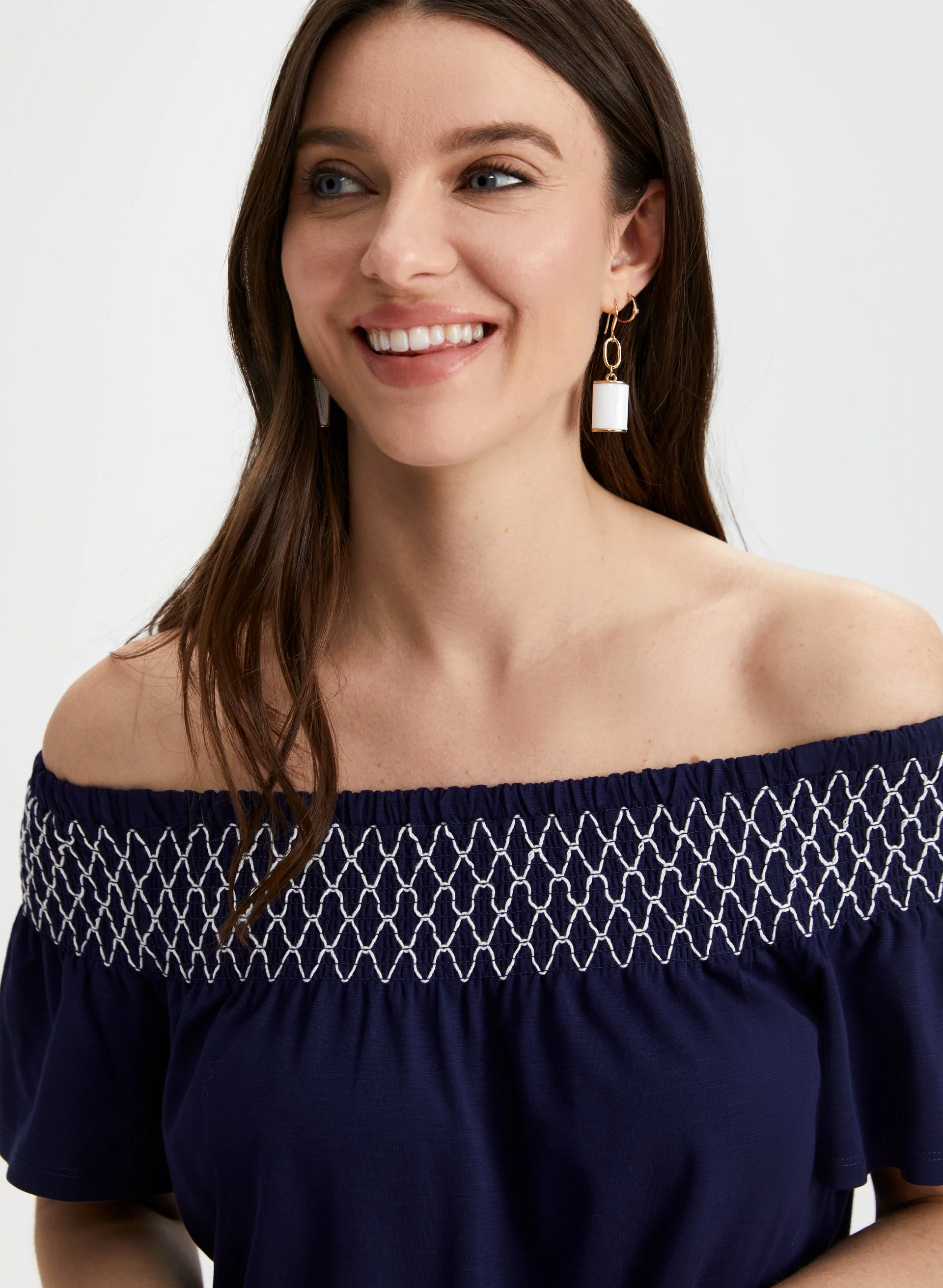 Embroidered Off-the-Shoulder Tee - Image 2