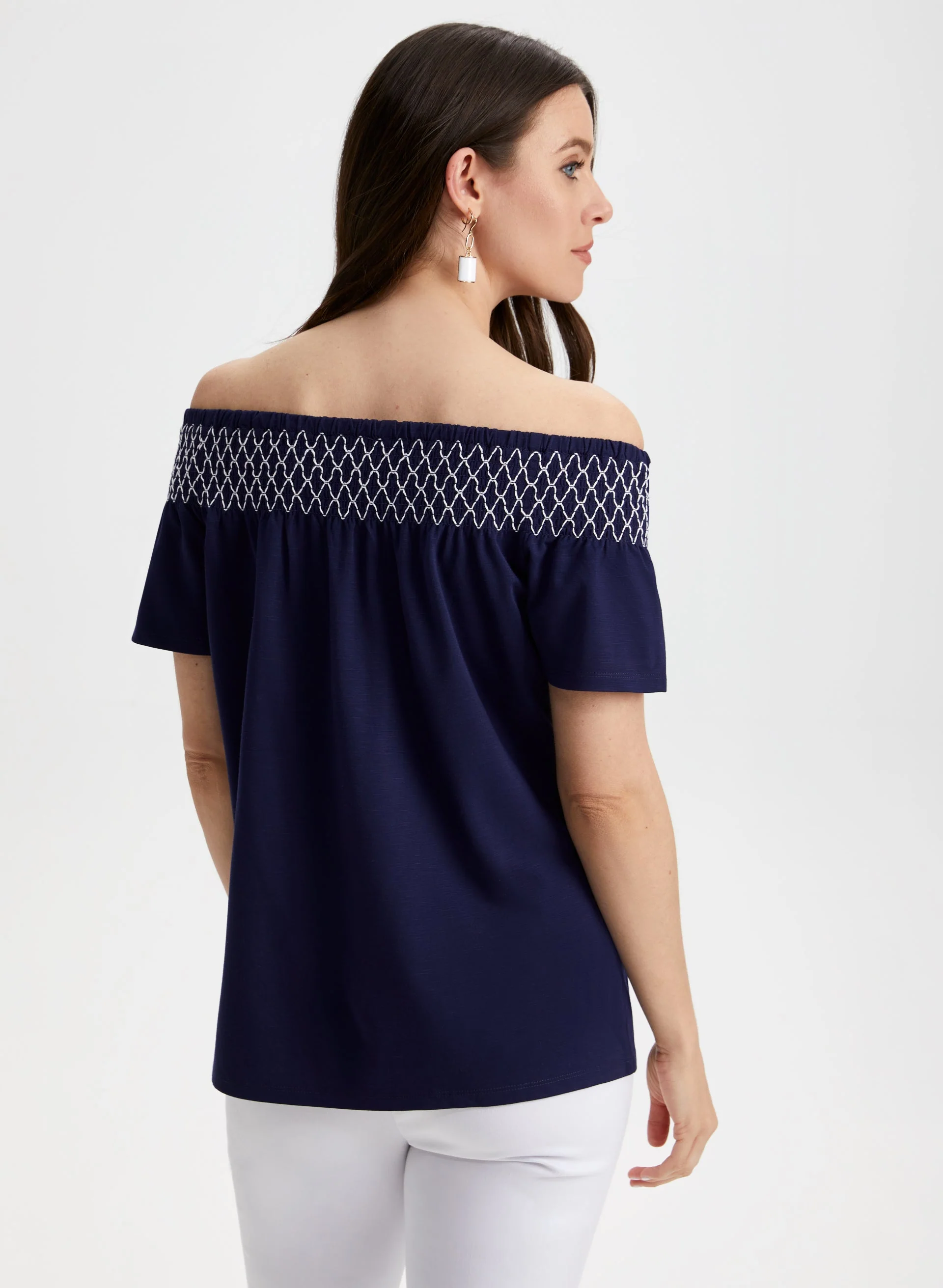 Embroidered Off-the-Shoulder Tee - Image 4