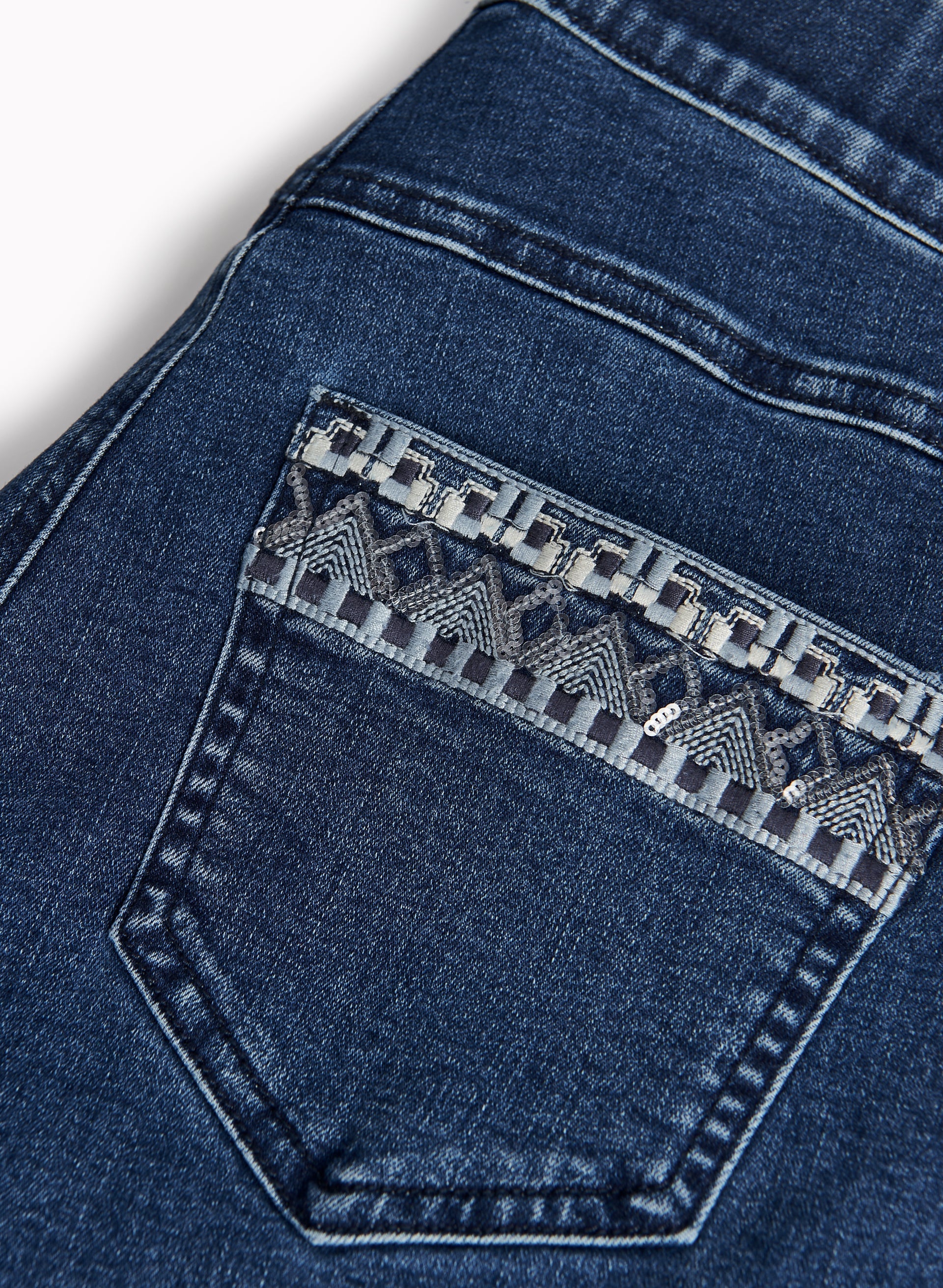 Embroidered Pull-On Jean Shorts - Image 5